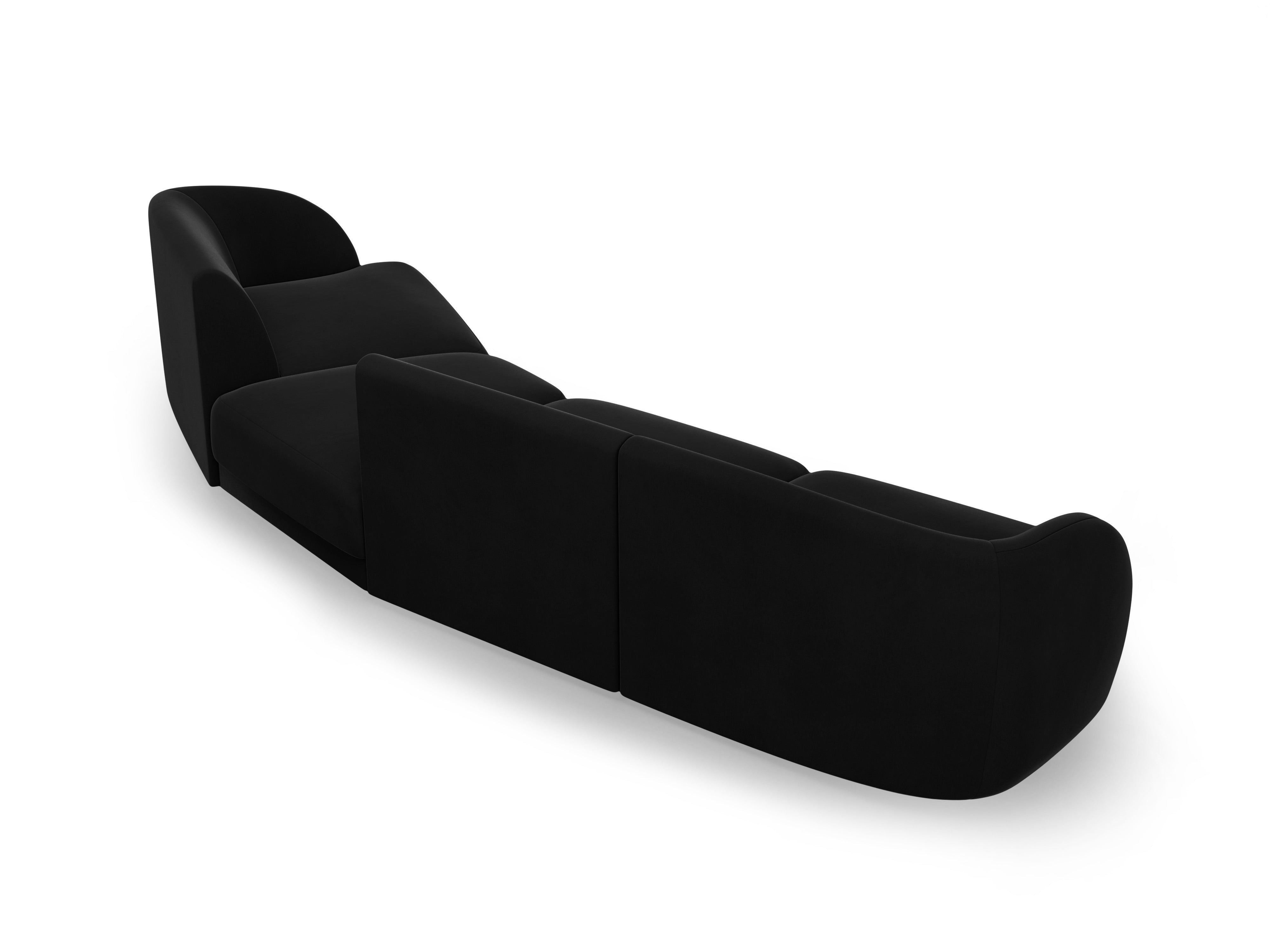 Sofa modułowa prawostronna 6-osobowa aksamitna MILEY czarny
