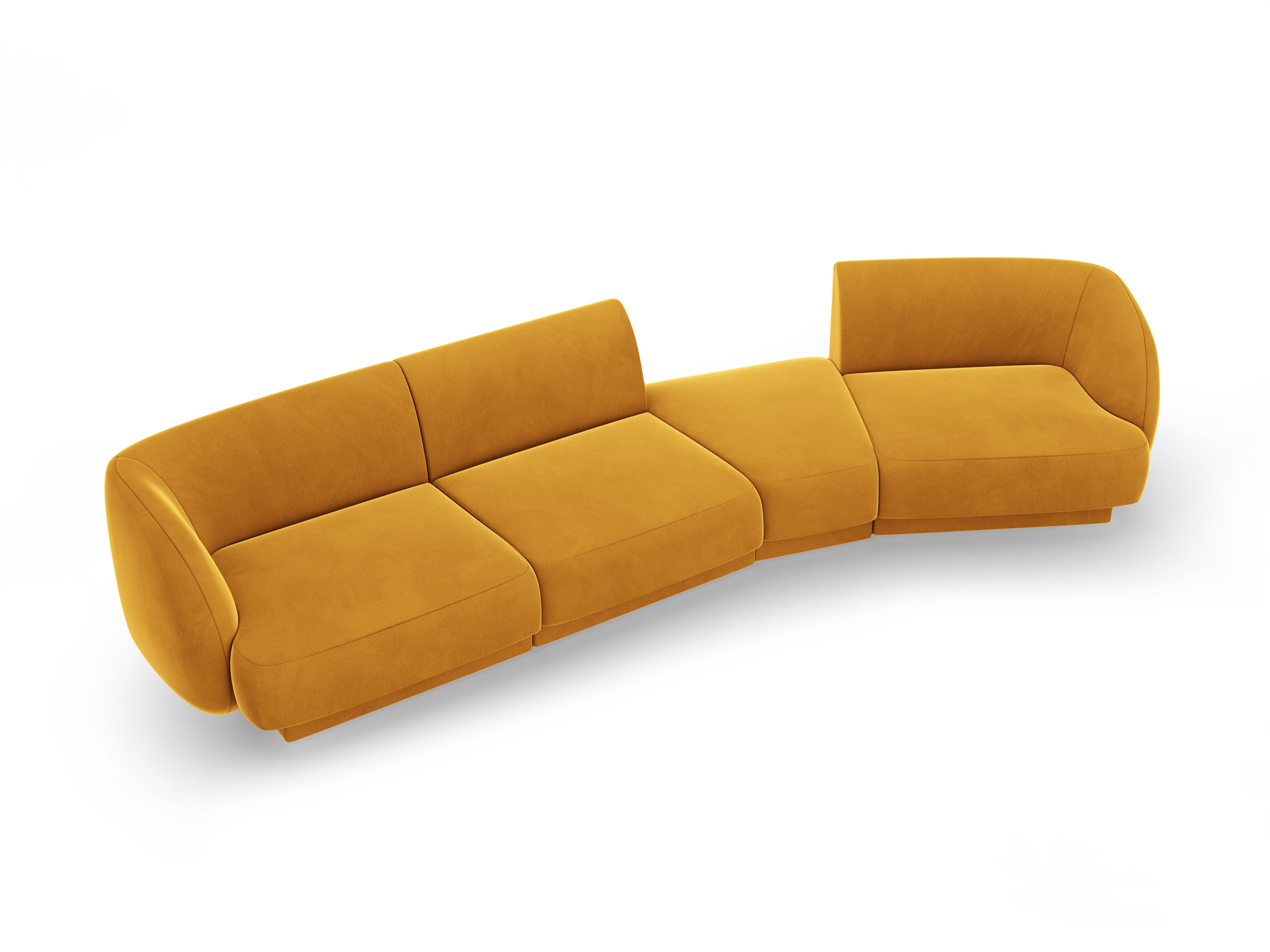 Modularsofa rechtsseitig für 6 Personen aus Samt MILEY gelb