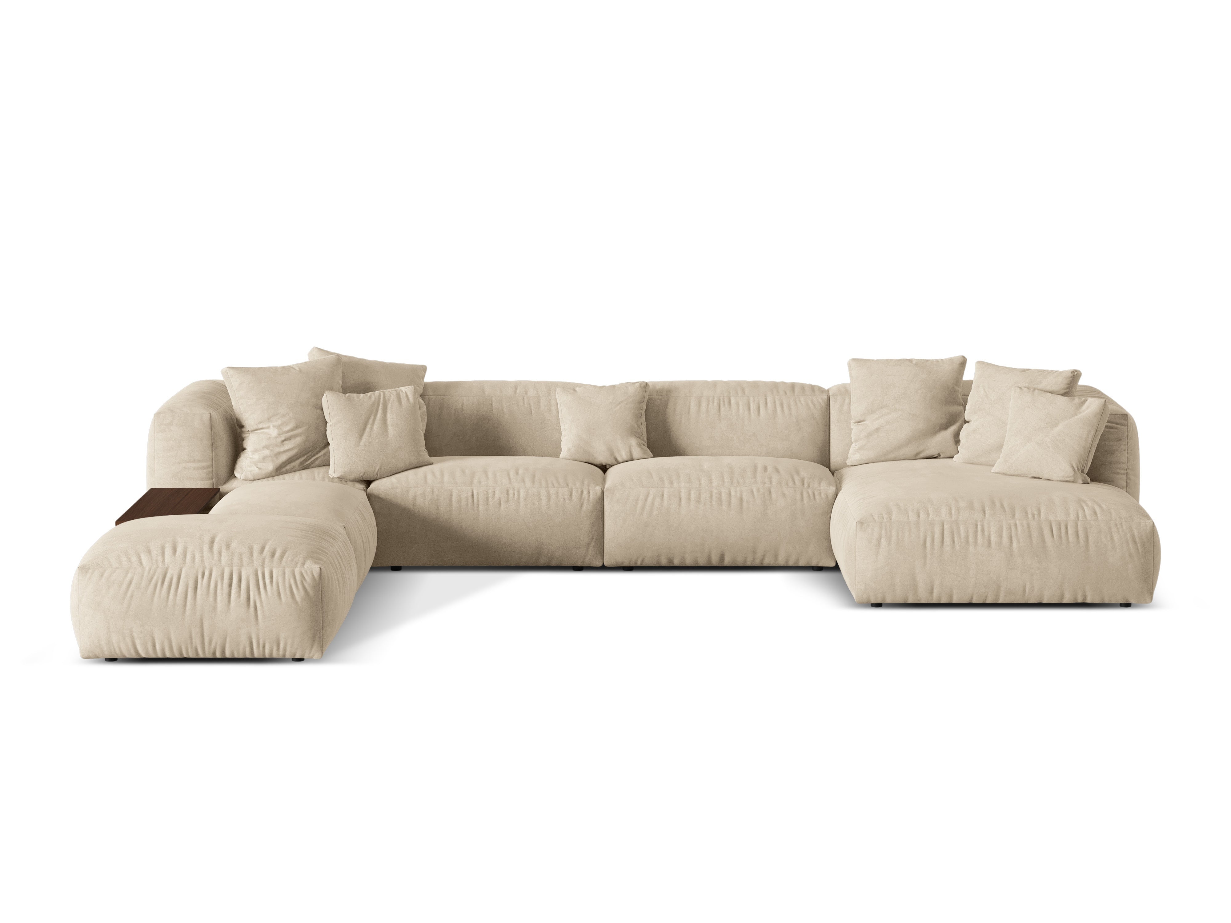 Links -handgefertigte Ecke Velvet Panoramic Martin Light Beige