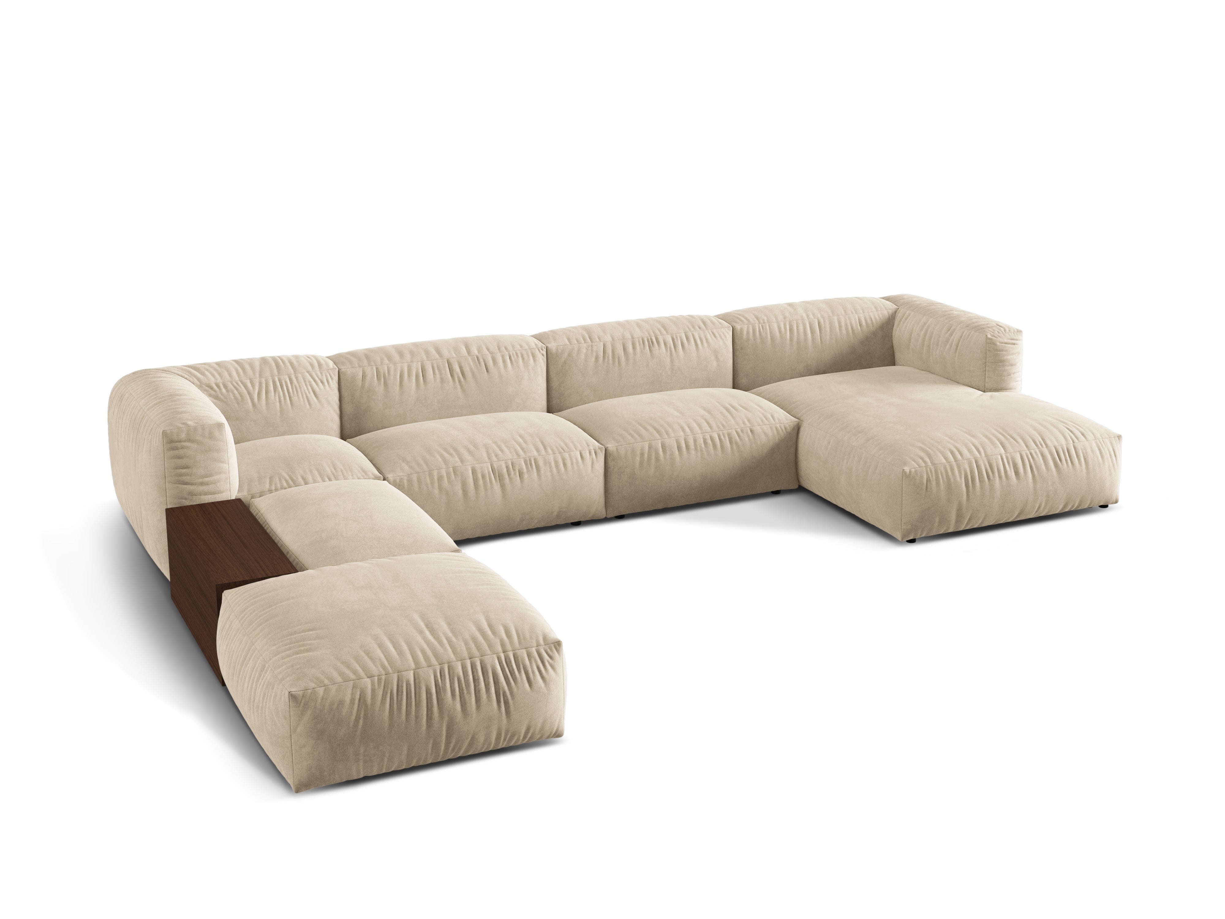 Links -handgefertigte Ecke Velvet Panoramic Martin Light Beige