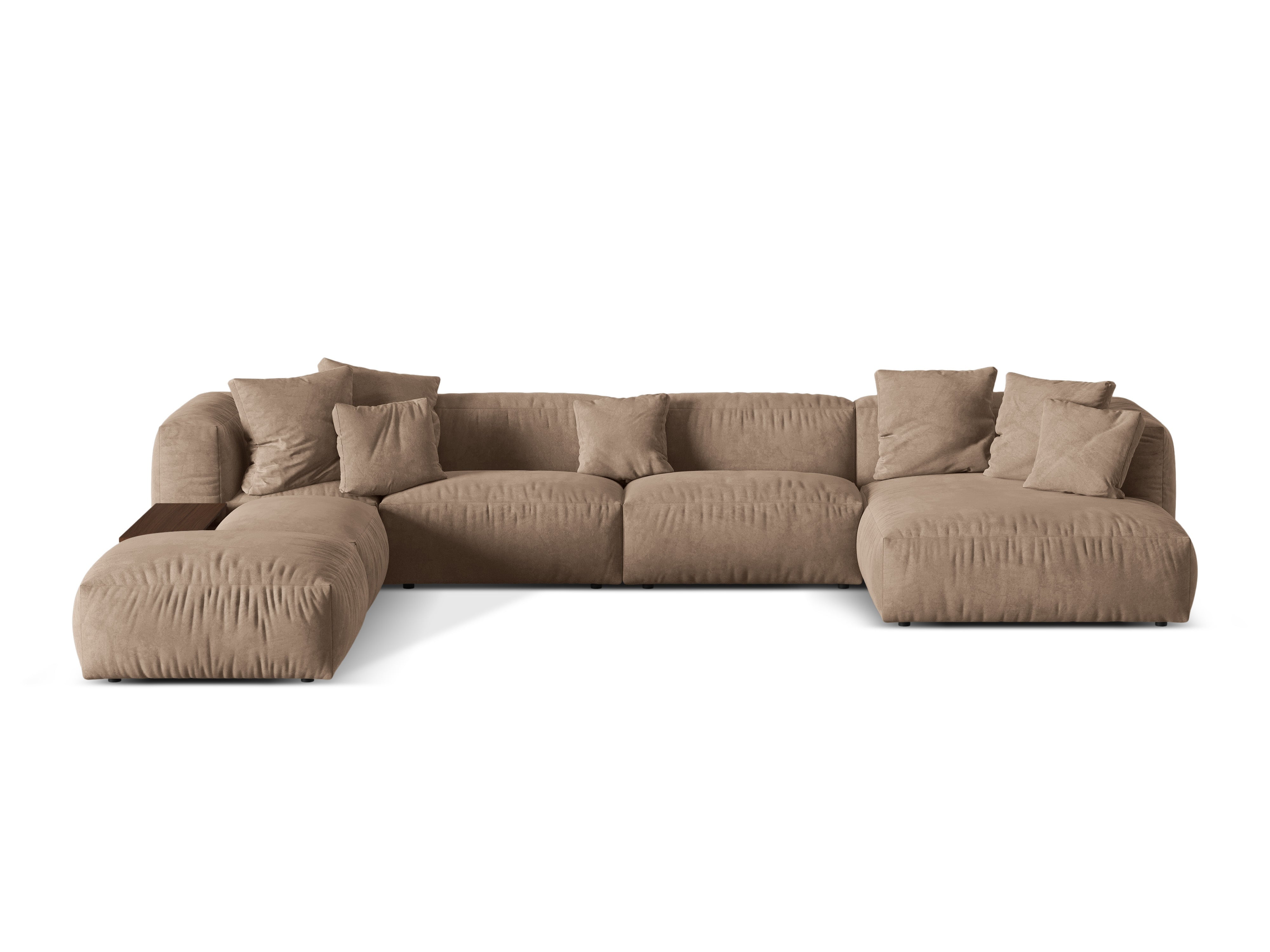 Links -handgefertigte Ecke Velvet Panoramic Martina Dark Beige