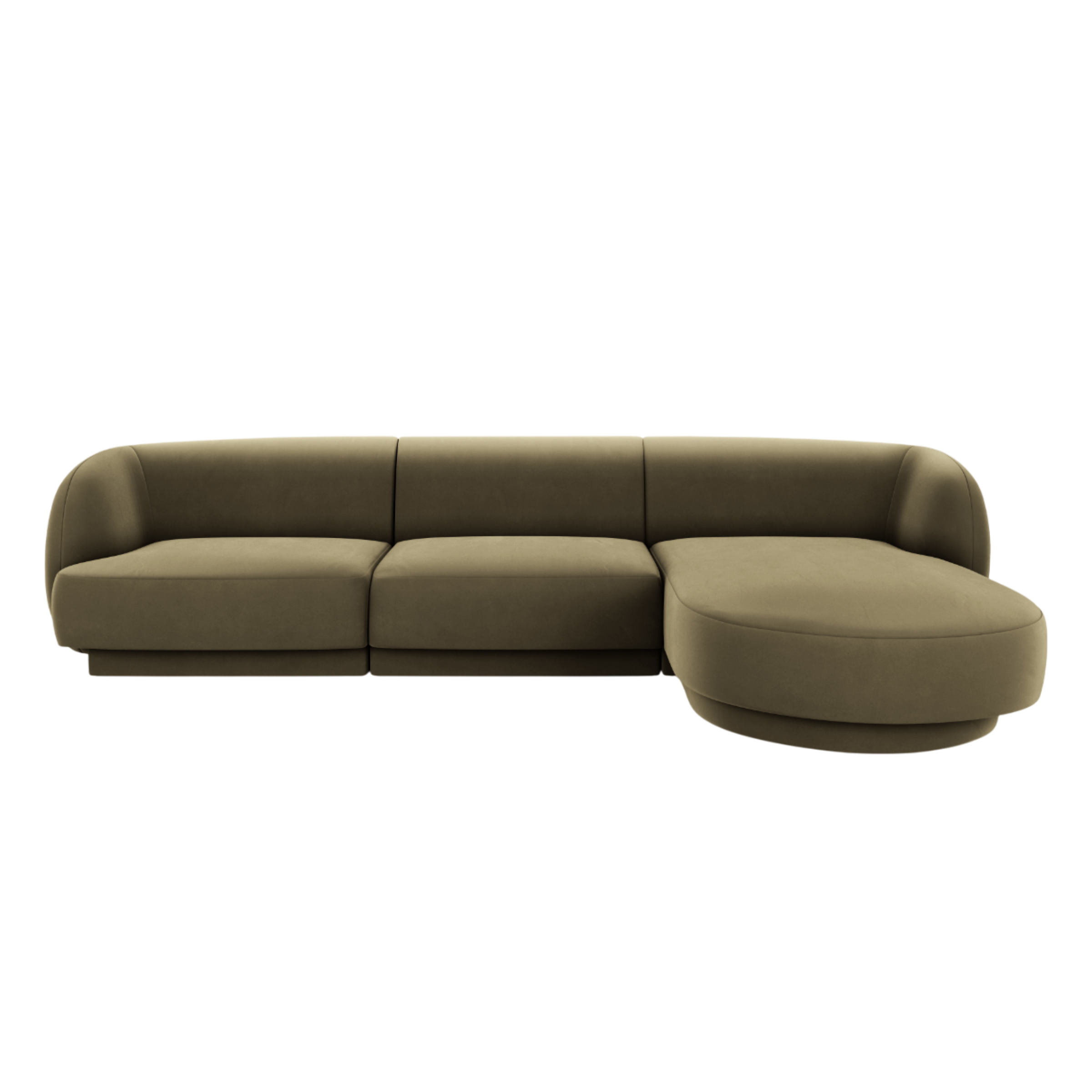 Velvet corner sofa for 4 people right-facing MILEY green