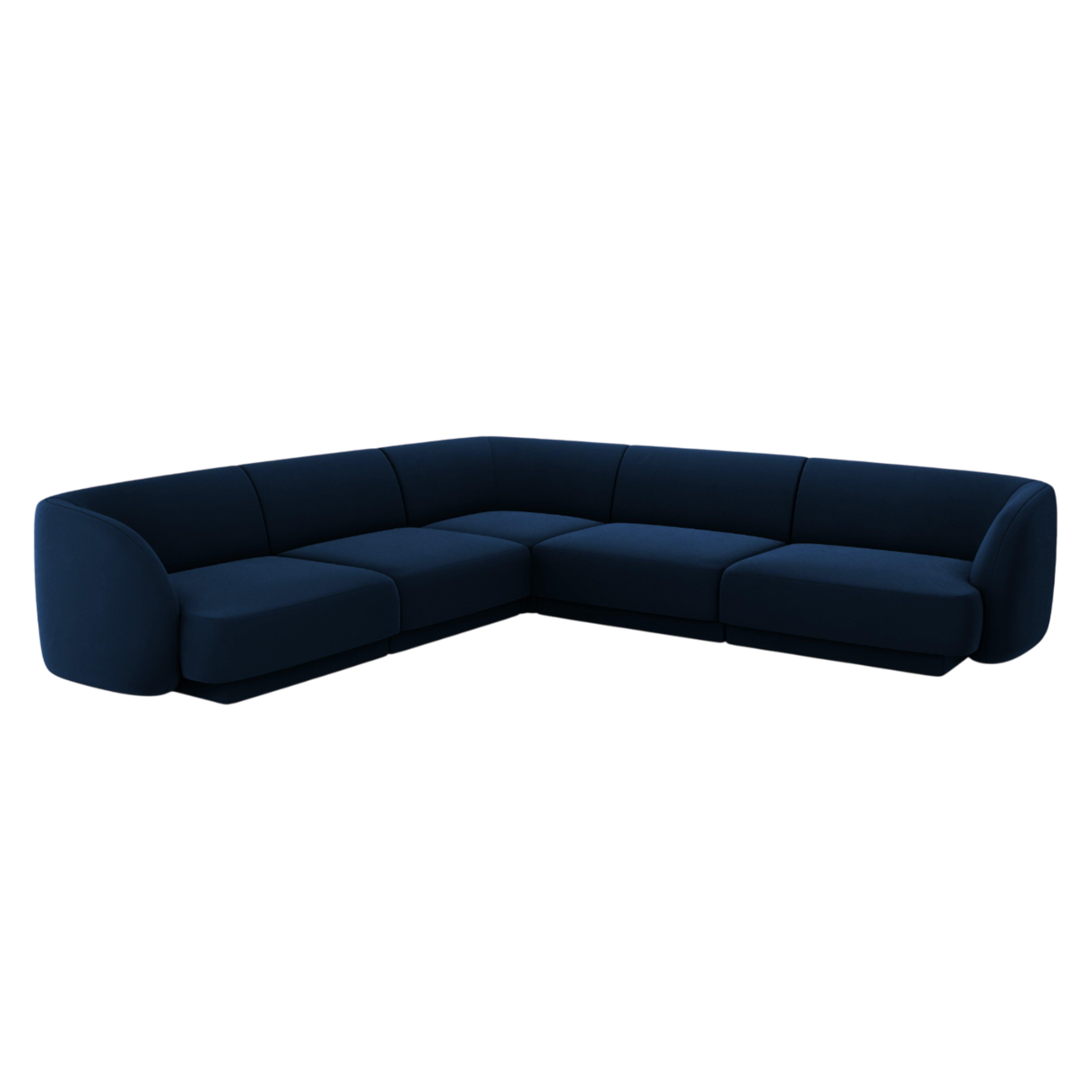 Velvet corner sofa for 5 people MILEY navy blue [Monika corrected]
