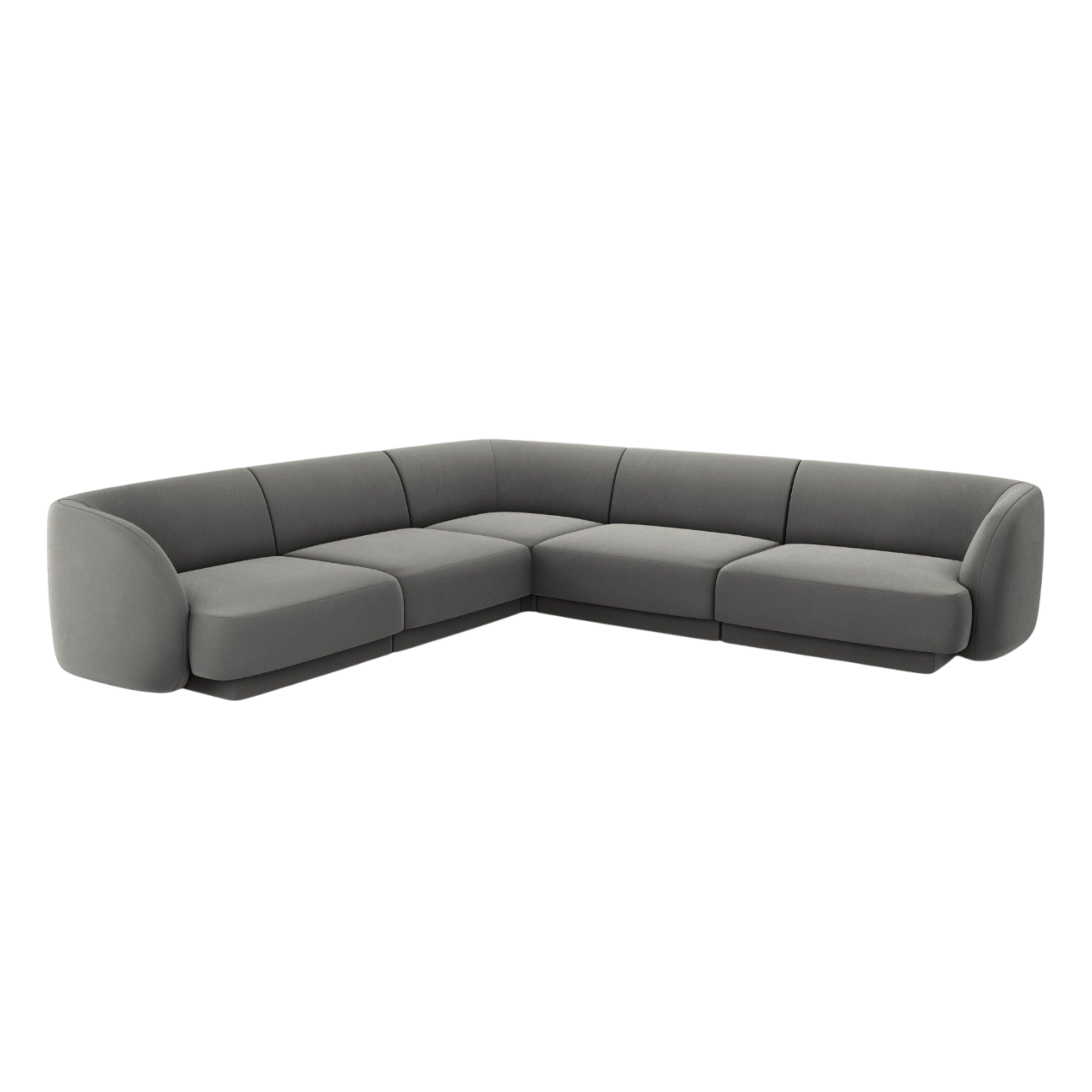 Velvet corner sofa for 5 people MILEY light gray [Monika corrected]
