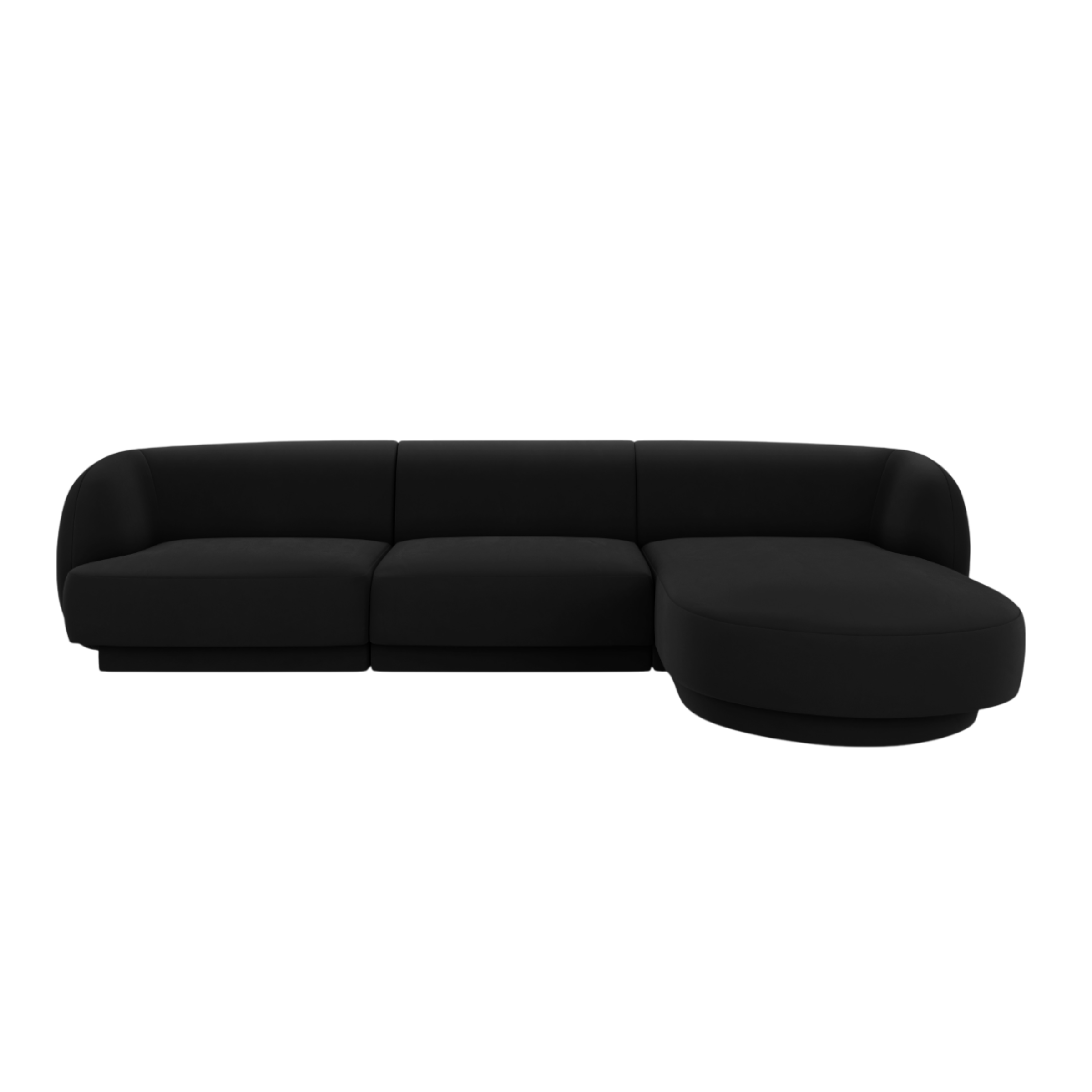 Velvet corner sofa for 4 people right-facing MILEY black