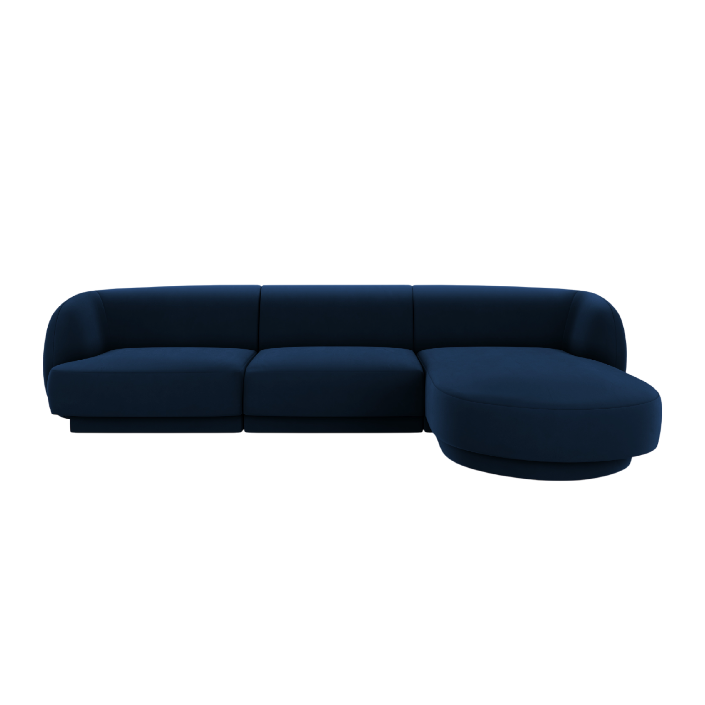 Velvet corner sofa for 4 people right-facing MILEY navy blue
