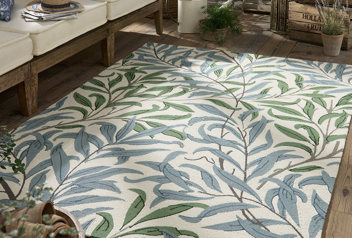 WILLOW BOUGHS LEAFY ARBOUR Outdoor-Teppich grün-blau 