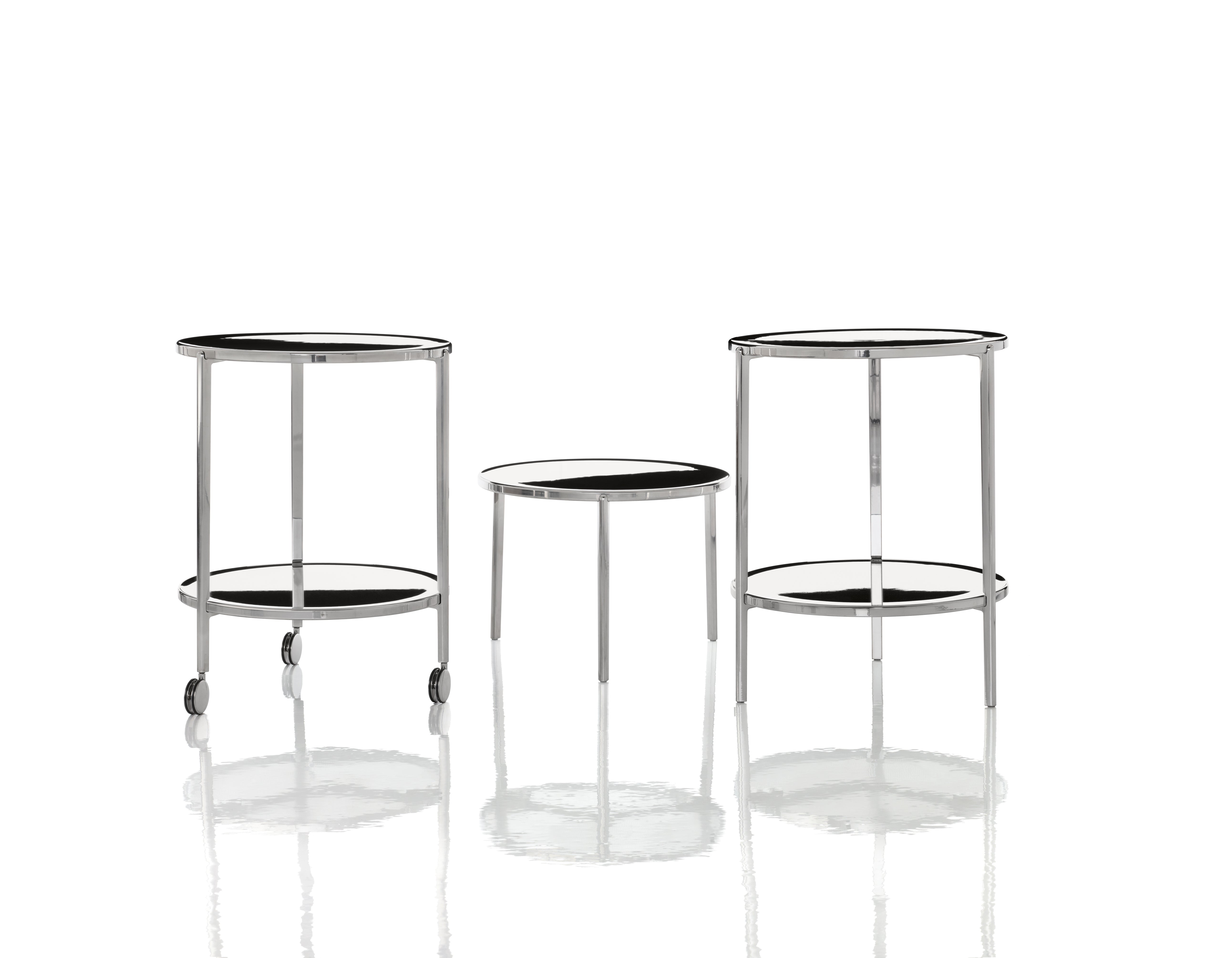 Stolik pomocniczy TAMBOUR polerowane aluminium