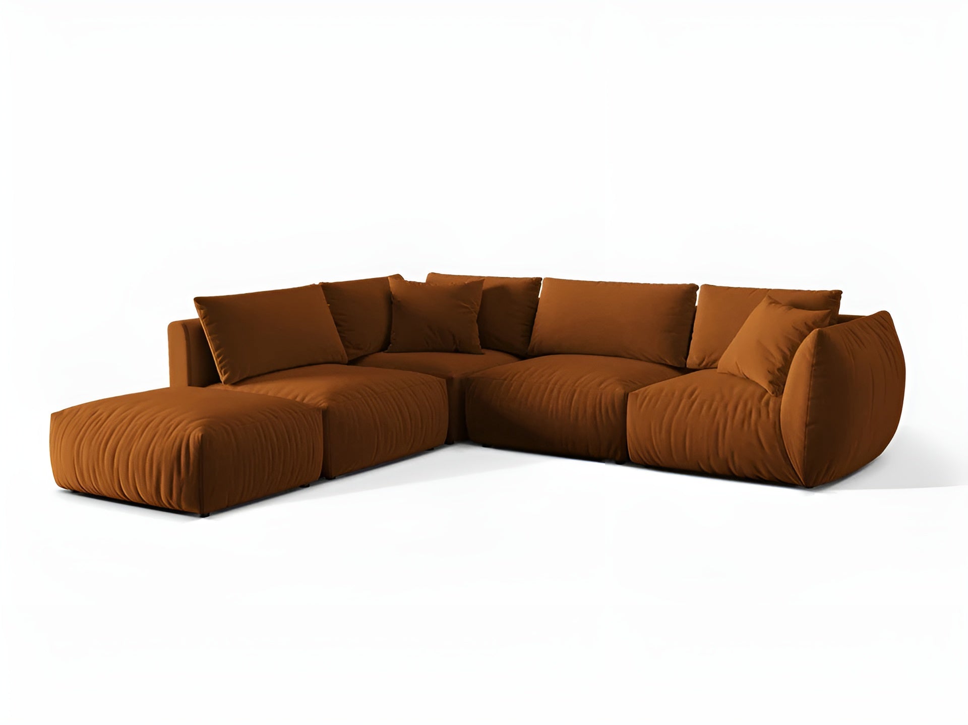 Narożnik modułowy aksamitny 4-osobowy lewostronny CHRIS terracotta