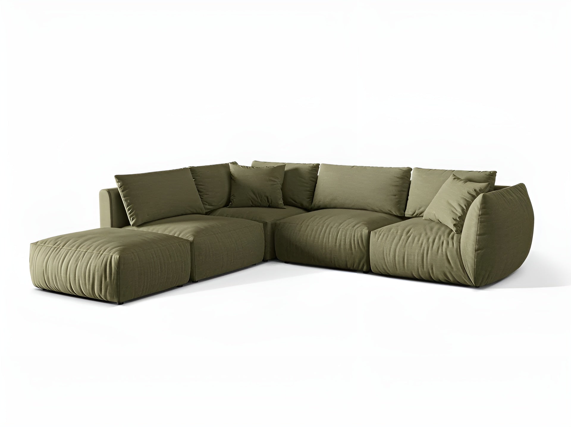 Modulares Ecksofa für 4 Personen, linksseitig, CHRIS, grün, Chenille