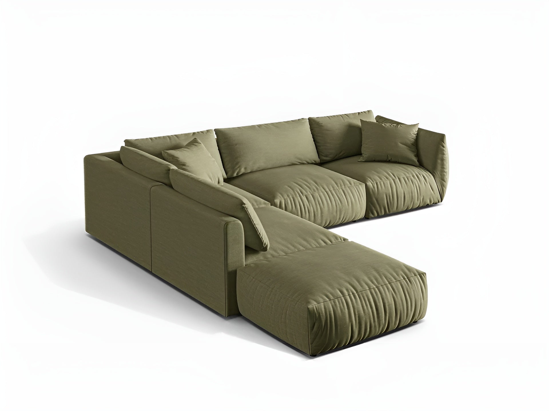 Modulares Ecksofa für 4 Personen, linksseitig, CHRIS, grün, Chenille