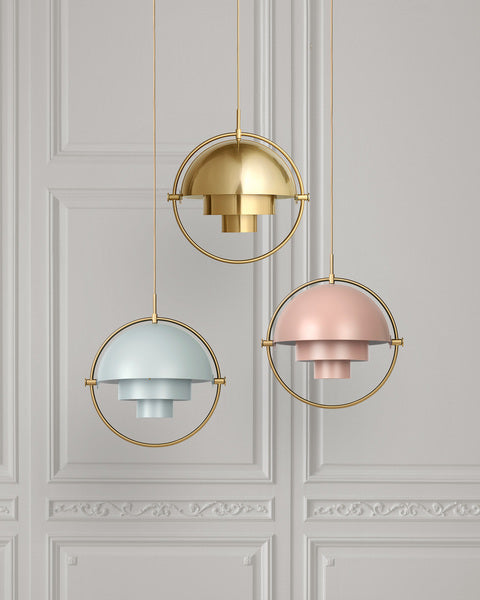 MULTI-LITE pendant lamp in light green with brass