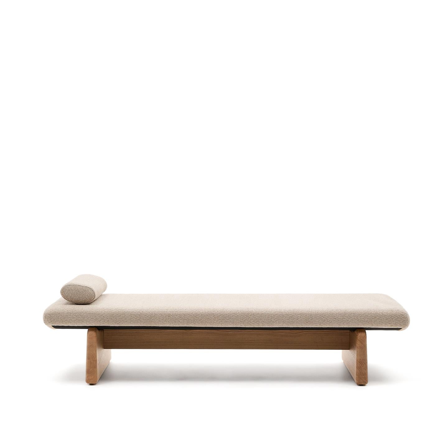 TOPAZ beige Chenille-Tagesbett mit Eschenholzgestell