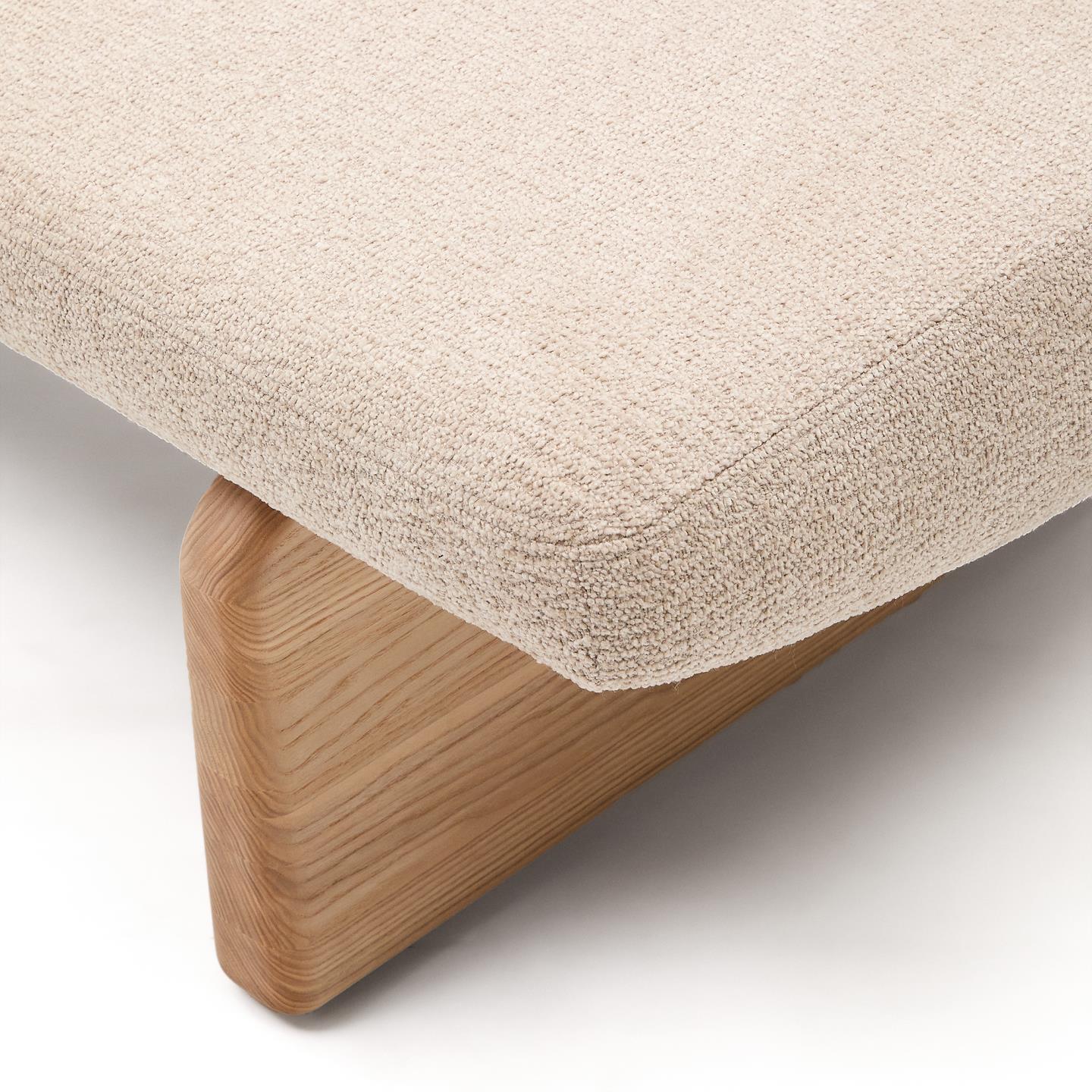 TOPAZ beige Chenille-Tagesbett mit Eschenholzgestell