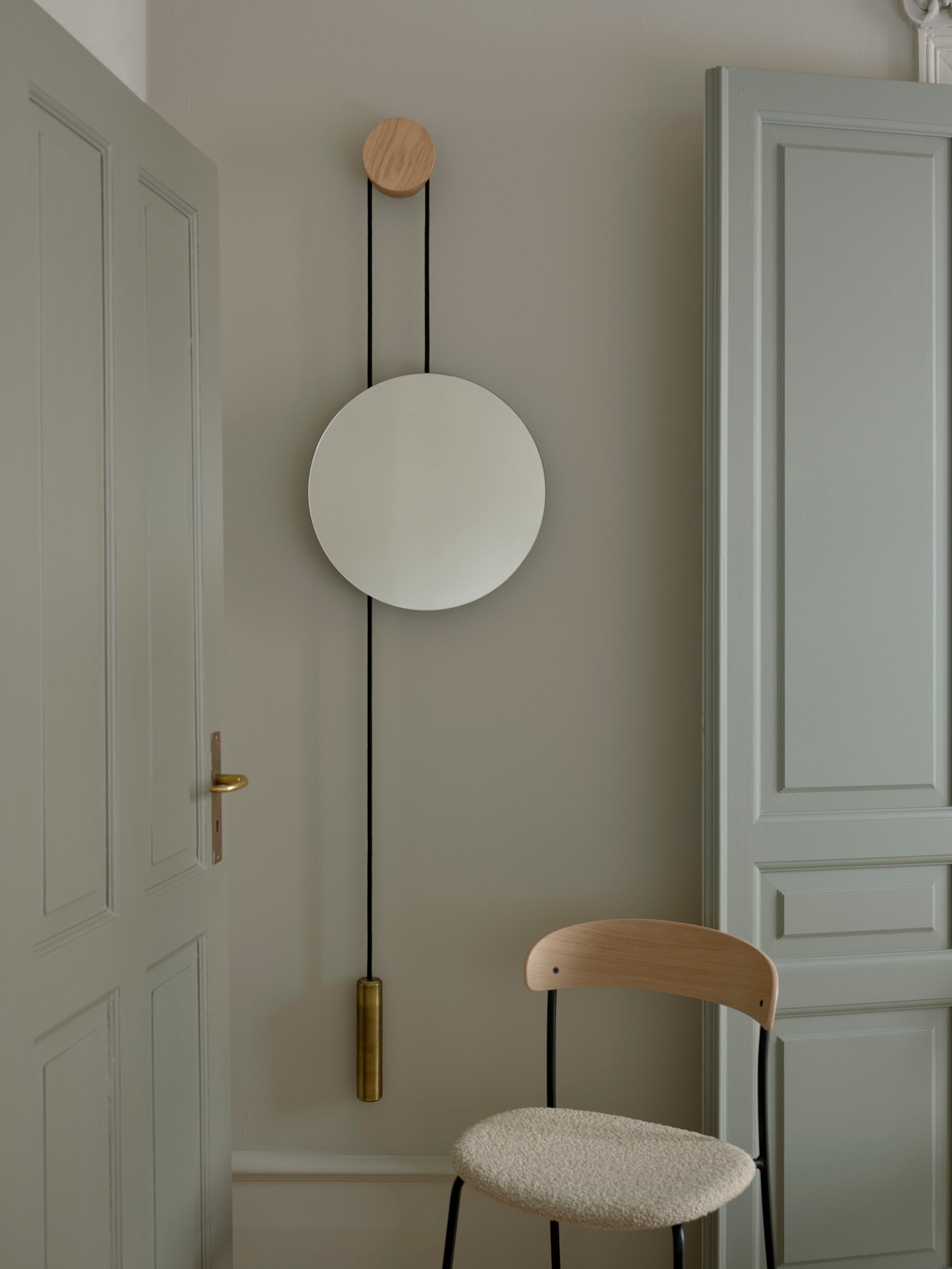 Rise & Shine oak and brass mirror