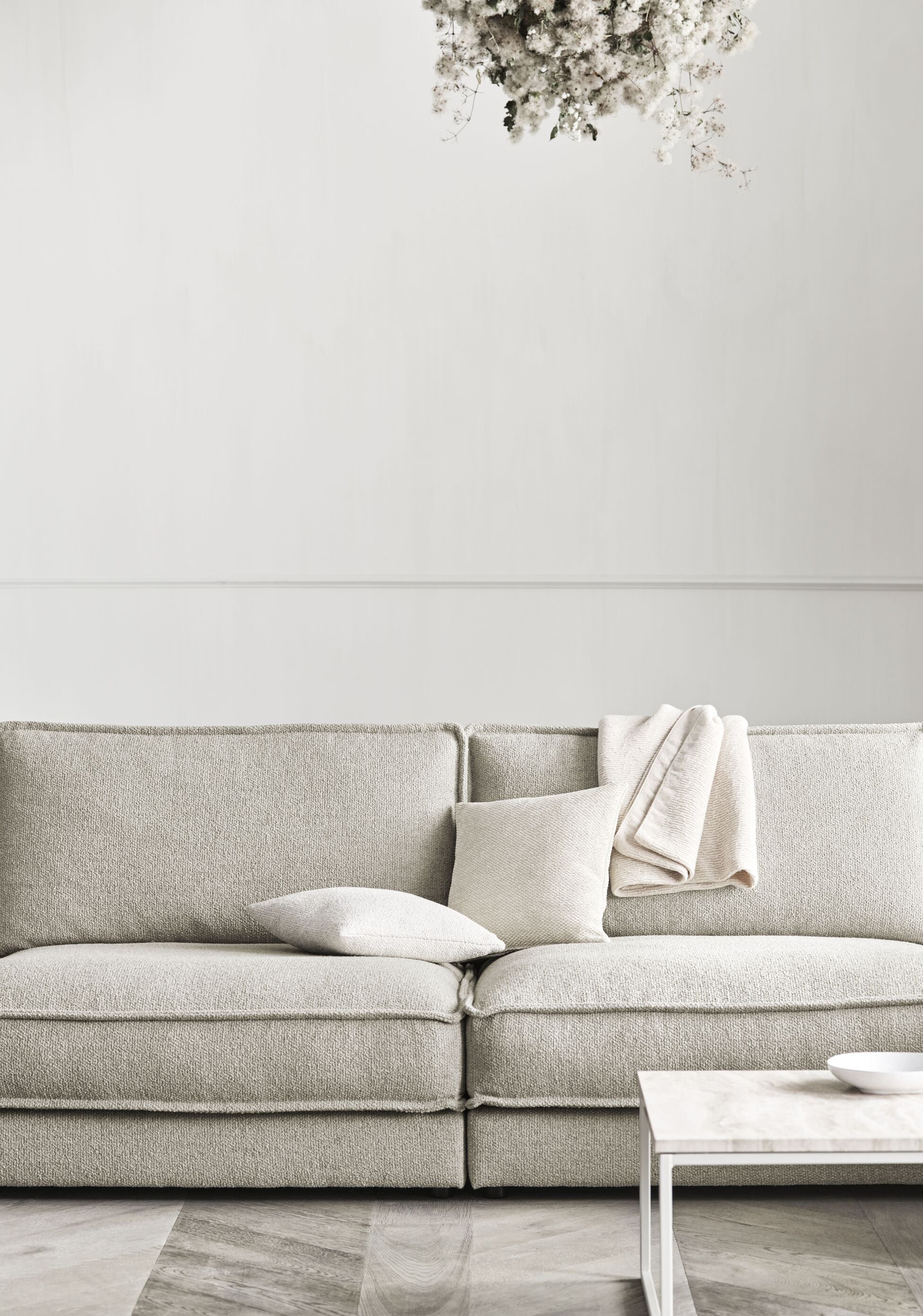 NOORA modular sofa - central module with a whitened base