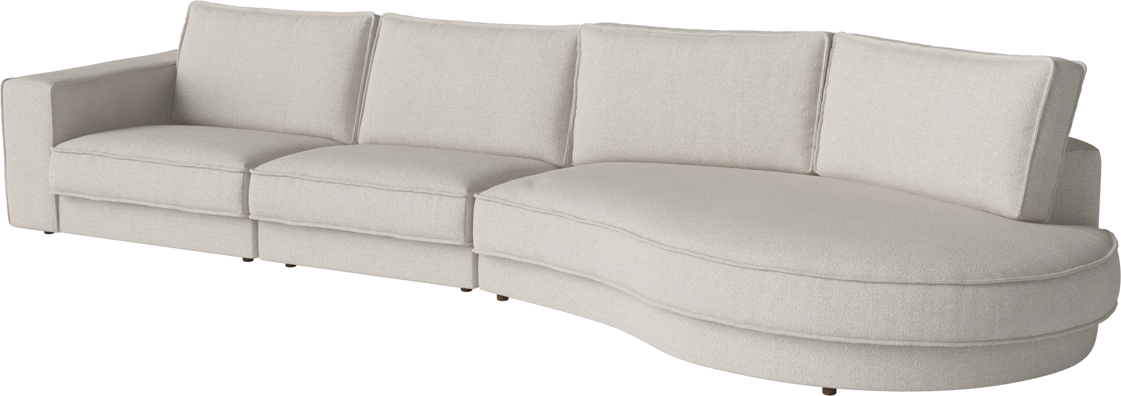 Sofa 3-modułowa NOORA z zaokrągloną prawą stroną i ciemną podstawą