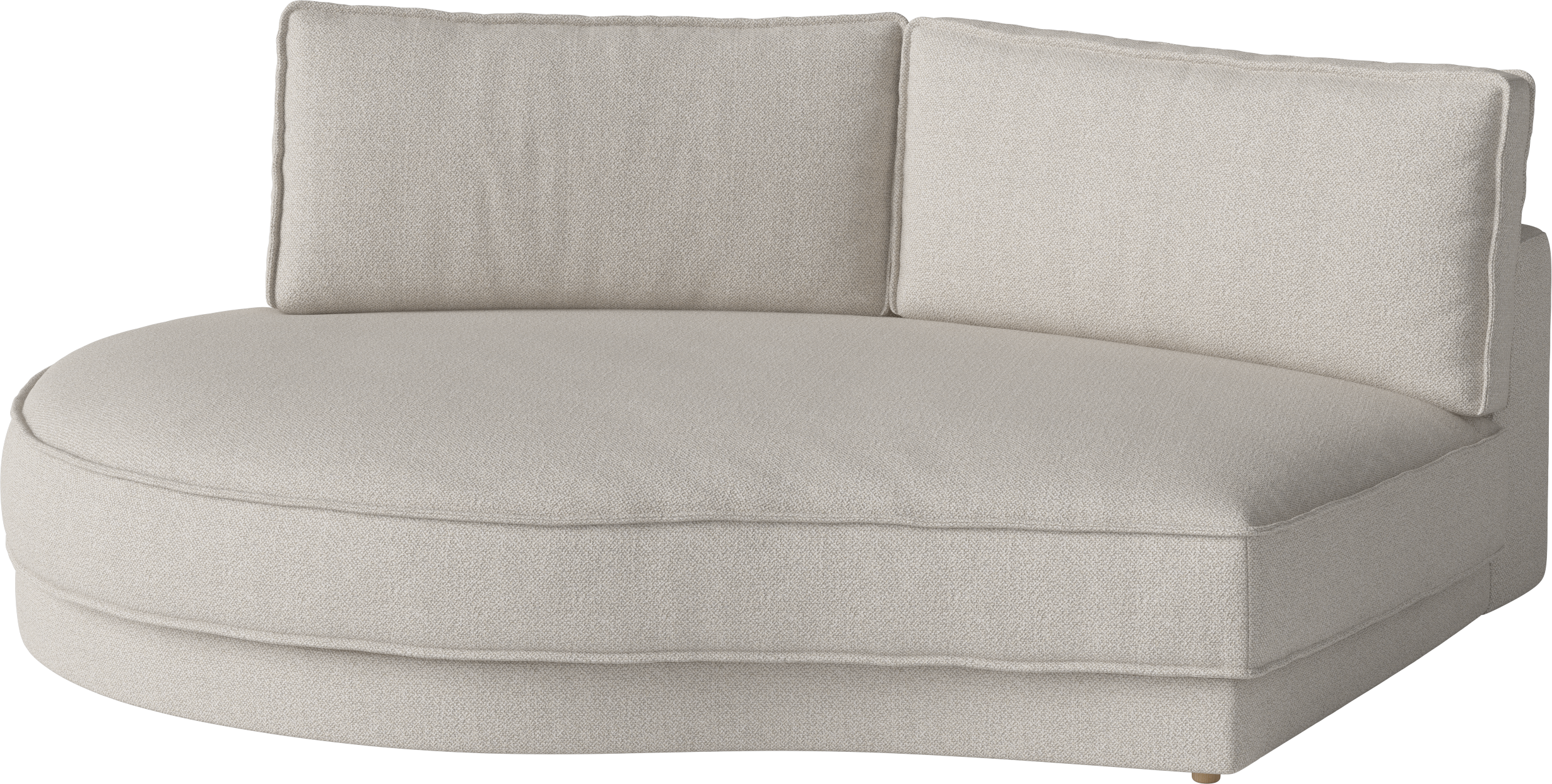 Sofa modułowa NOORA - zaokrąglony moduł lewostronny z czarną podstawą
