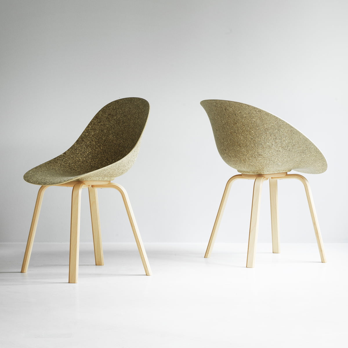 Upholstered chair beige mat with beech base [Ola] [Amelia SPR]