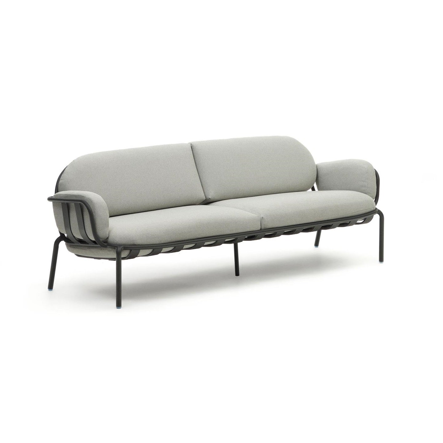 Sofa ogrodowa 3-osobowa JONCOLS szary z czarną podstawą La Forma    Eye on Design