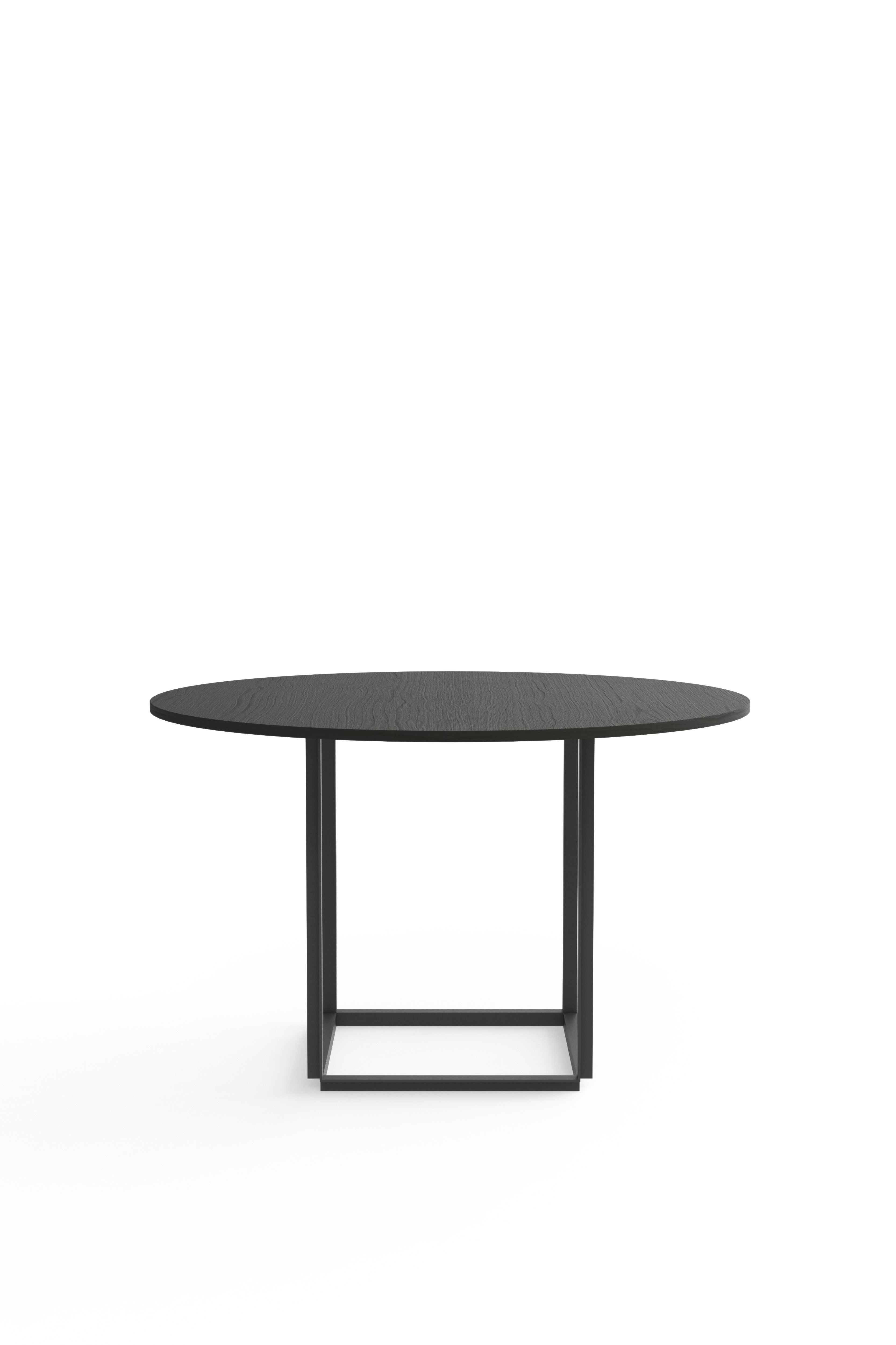 Florence round table black ash veneer with a black base