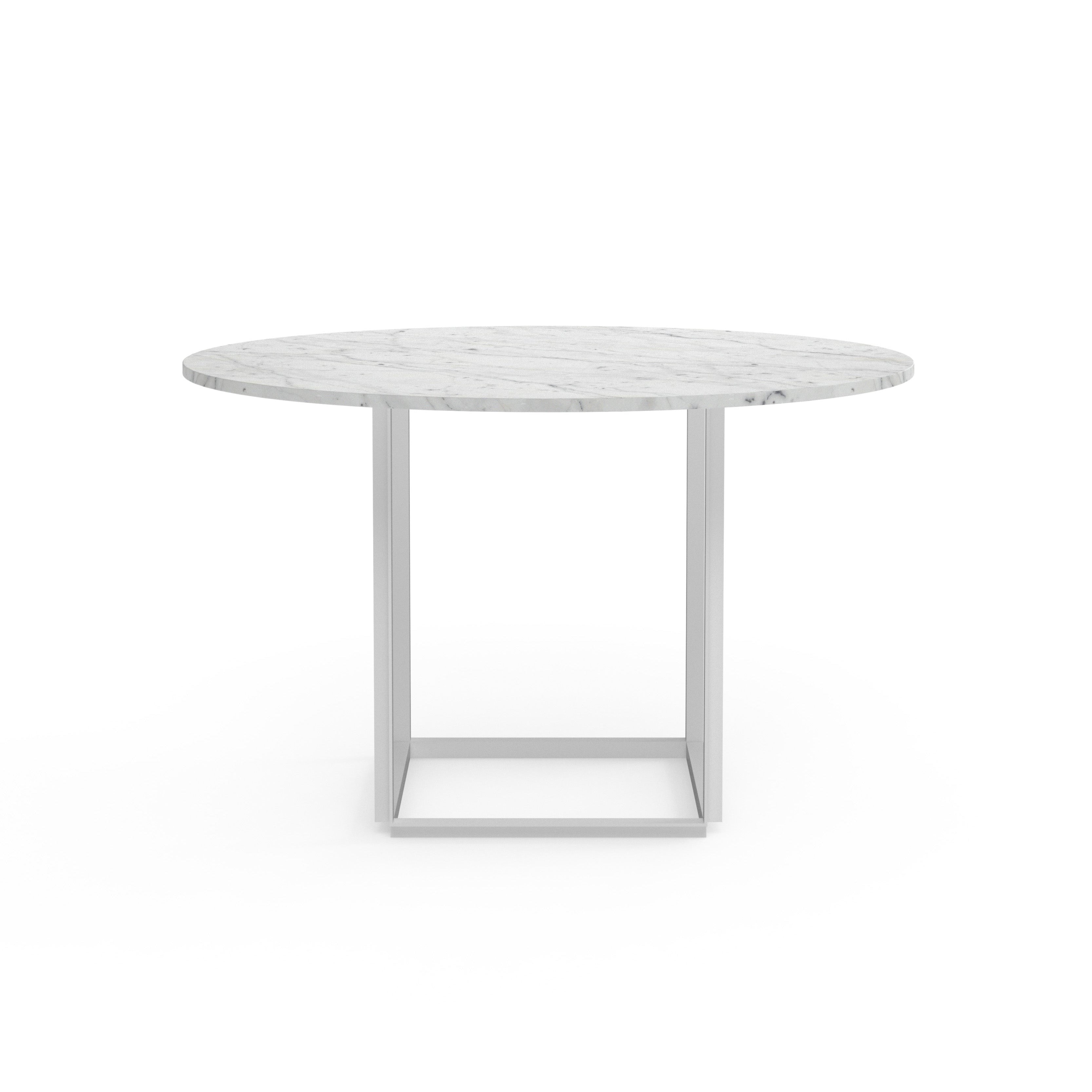 Round table Florence white-gray marble with white base