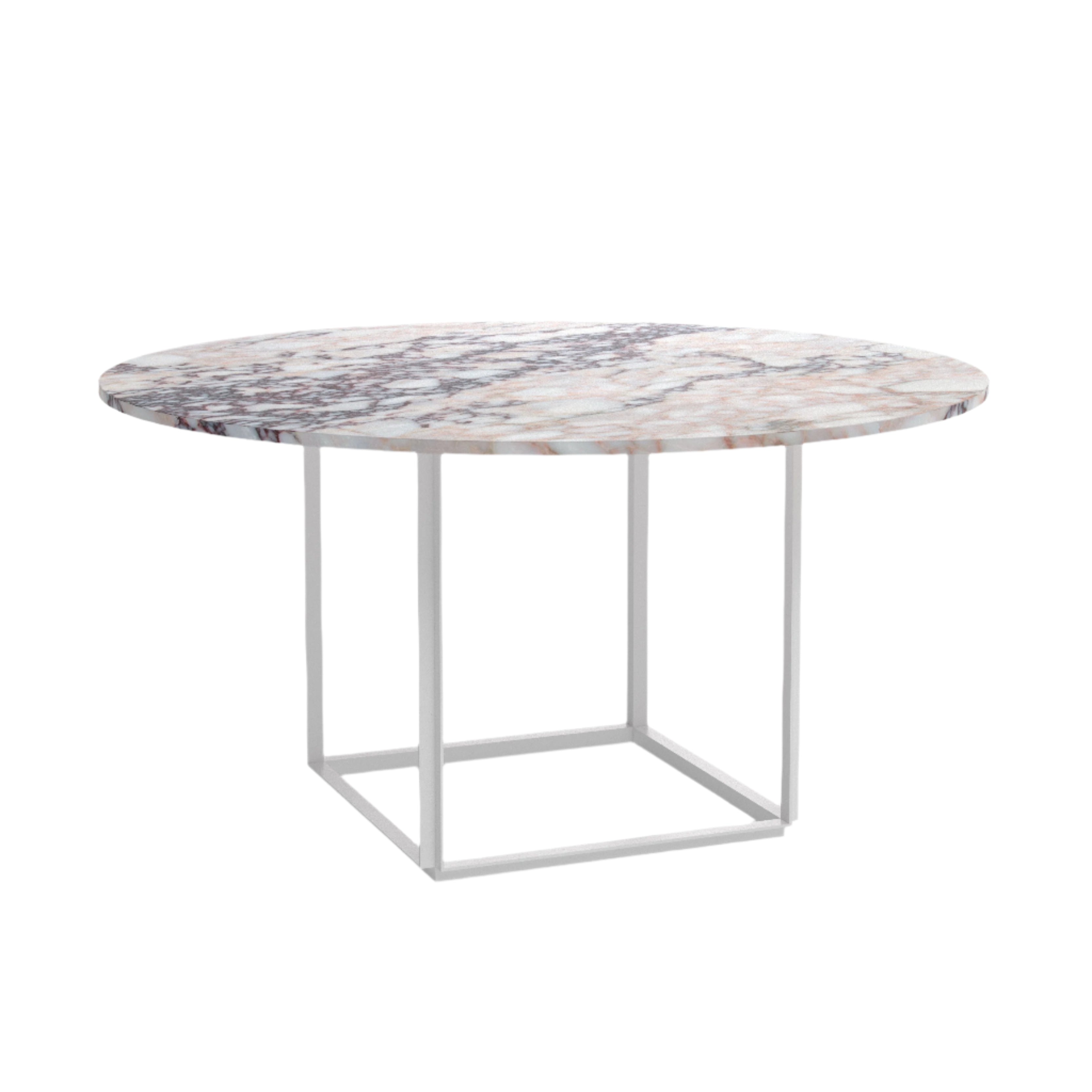 Round table Florence white and purple marble with white base