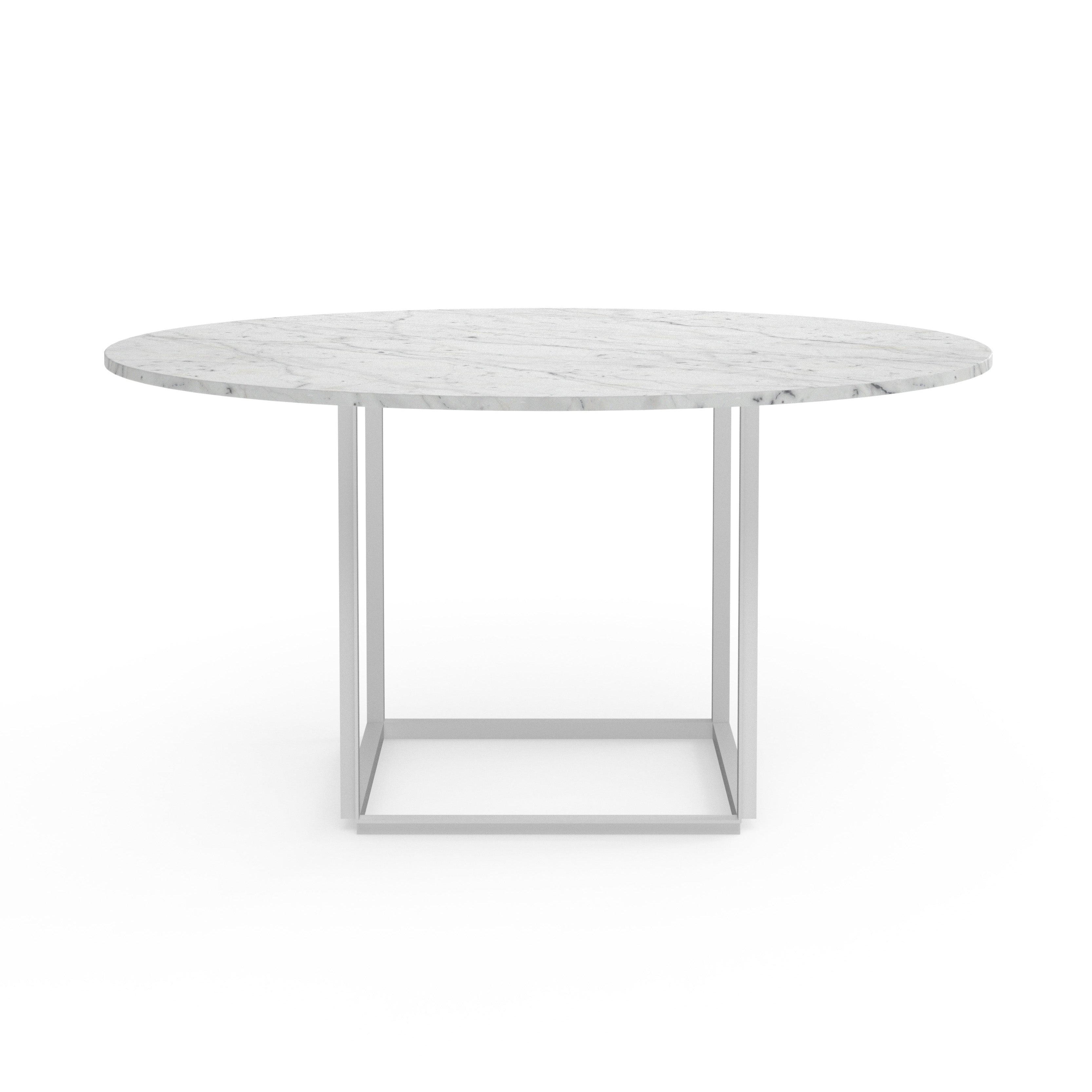 Round table Florence white-gray marble with white base