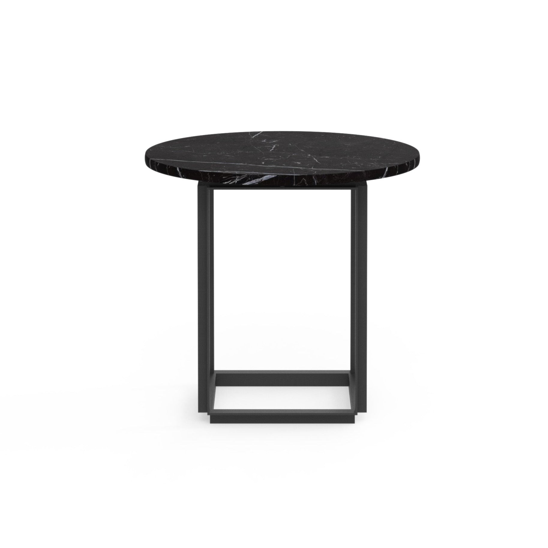 Florence Side Table Black Marmor mit einer schwarzen Basis