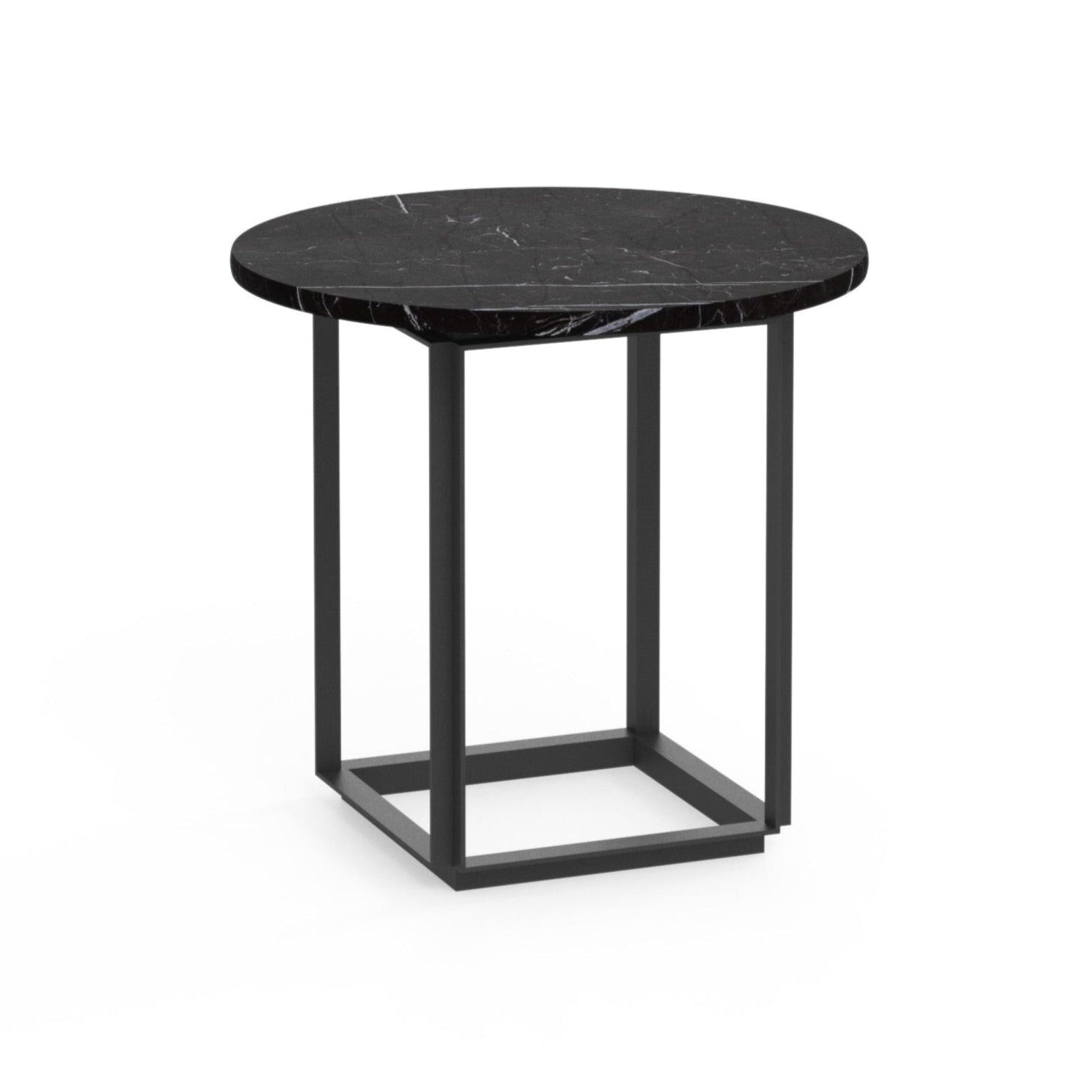 Florence Side Table Black Marmor mit einer schwarzen Basis