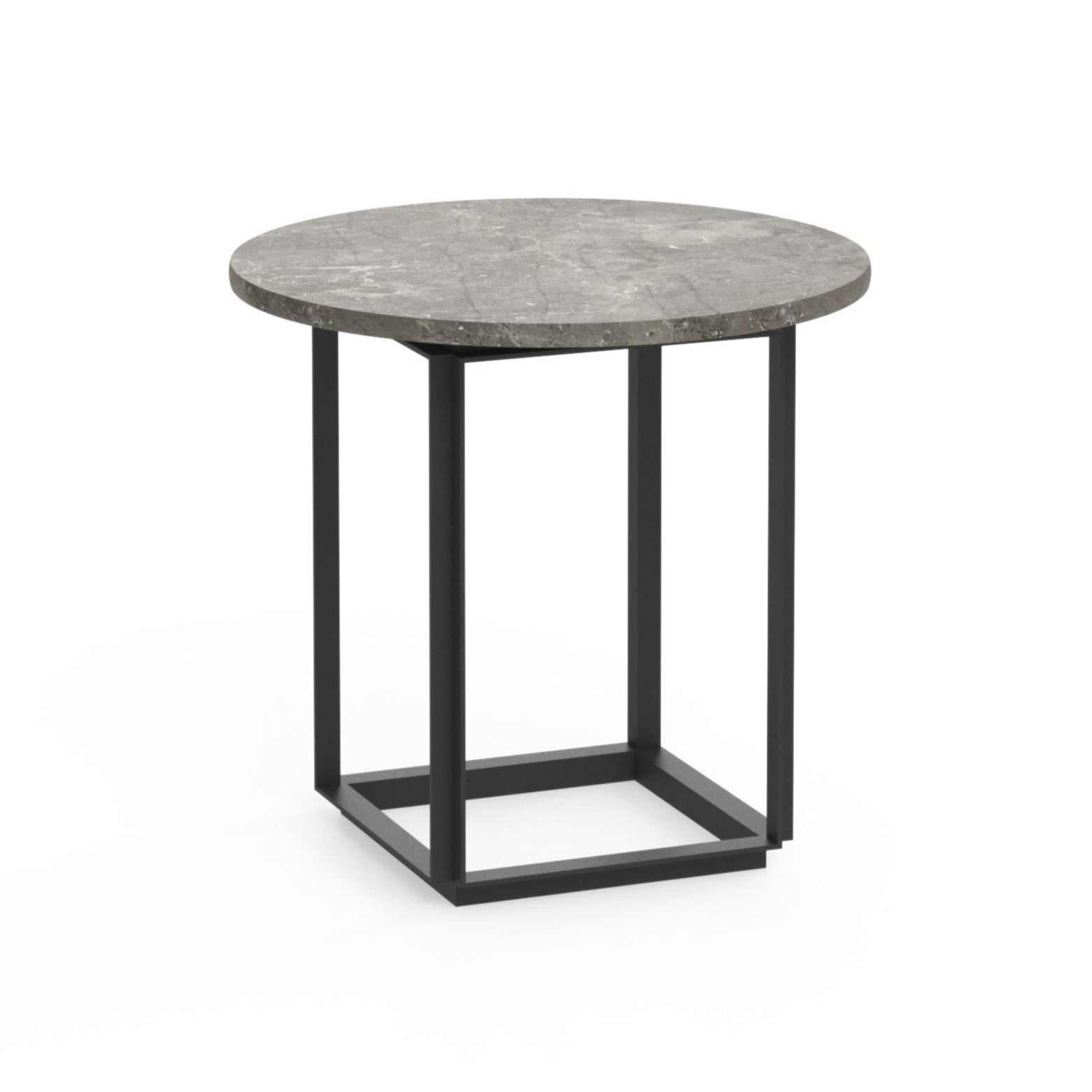 Side table Florence brown marble with a black base