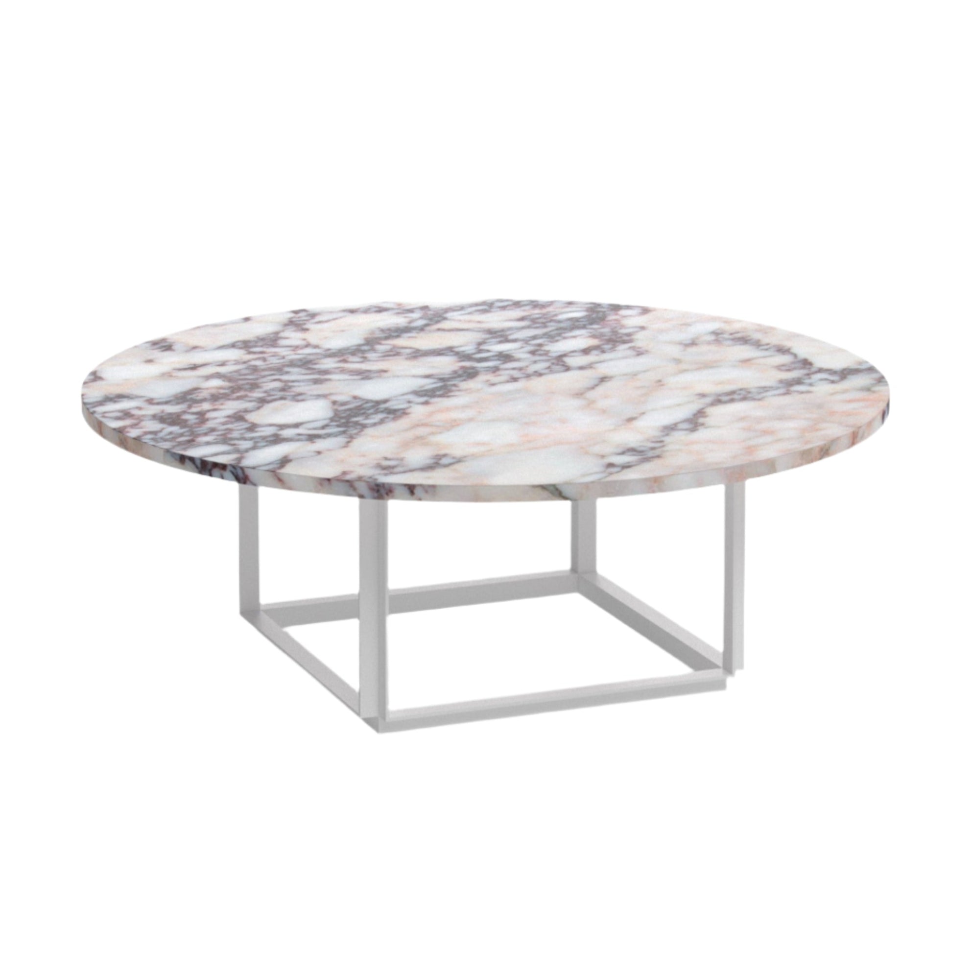 Florence coffee table, white and purple marble with a white base