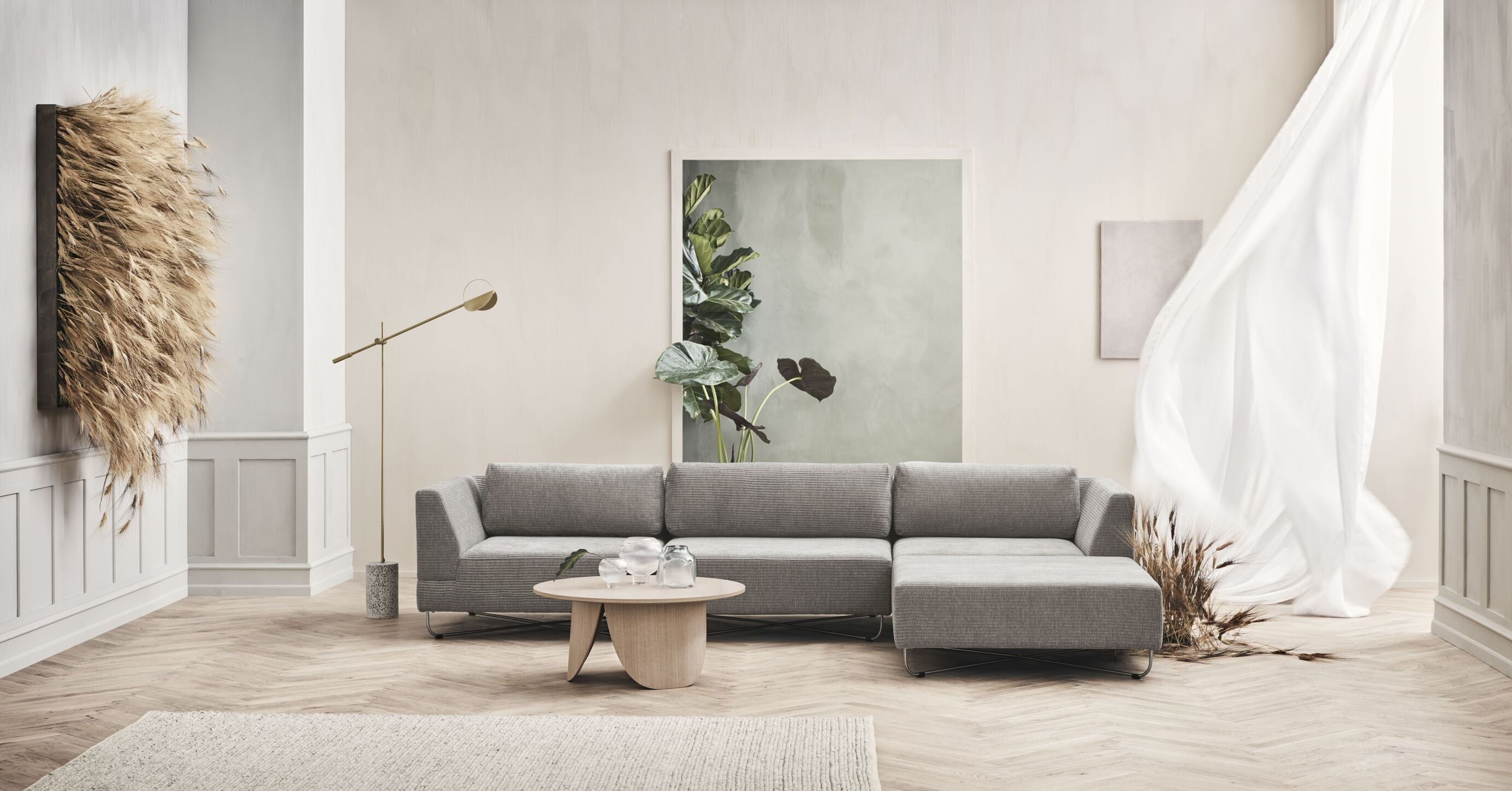 Modulares Sofa Orlando - Links -Hand -Modul mit einer schwarzen Stahlbasis