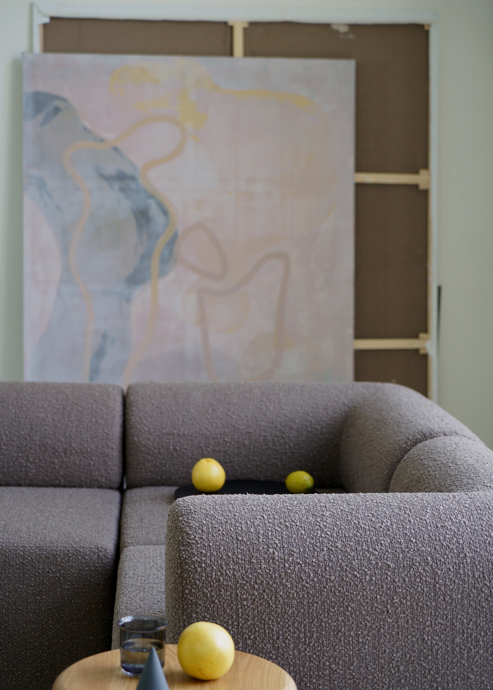 Modulsofa TORI - rostfarbener Pouf