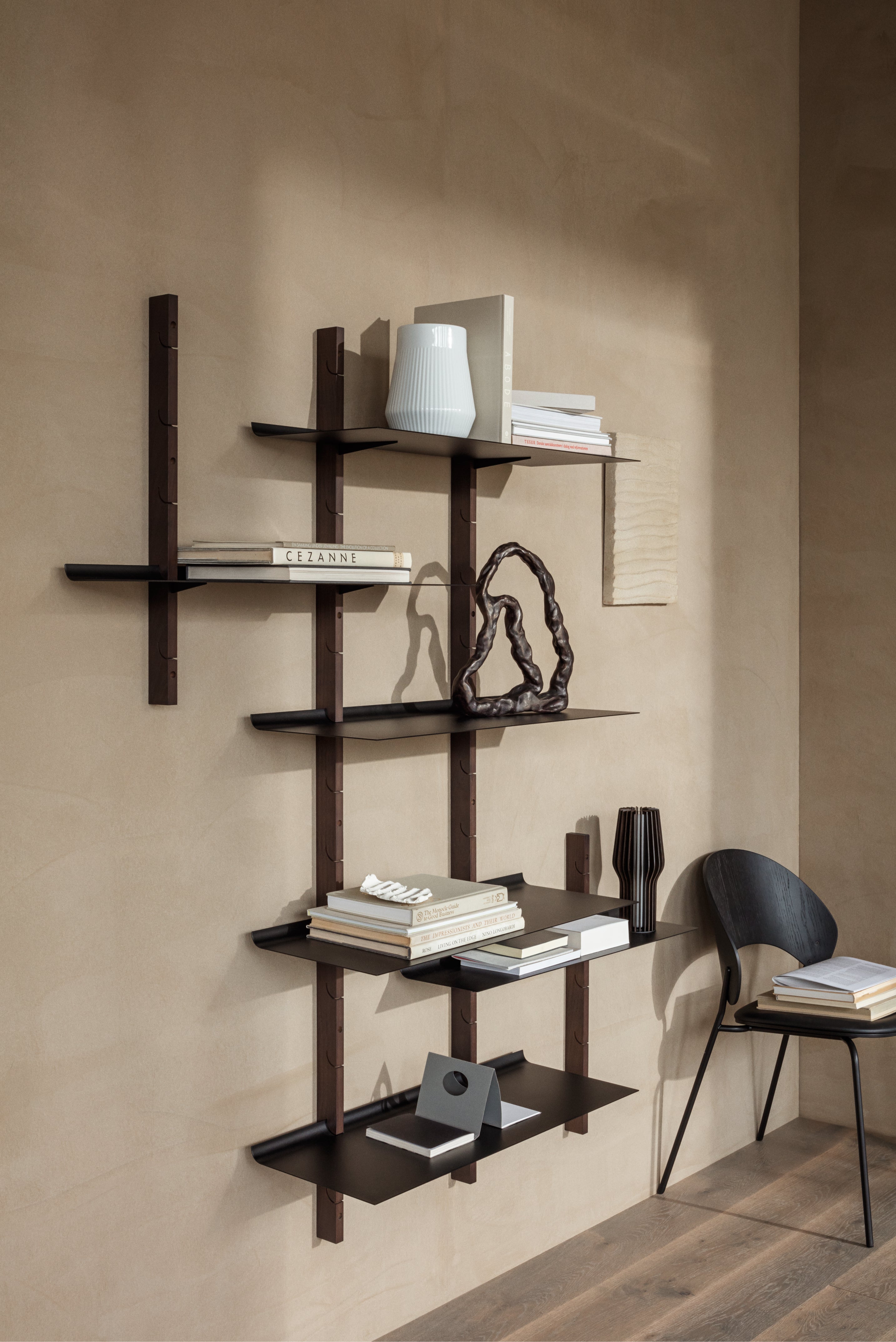 SMILE black wall shelf set