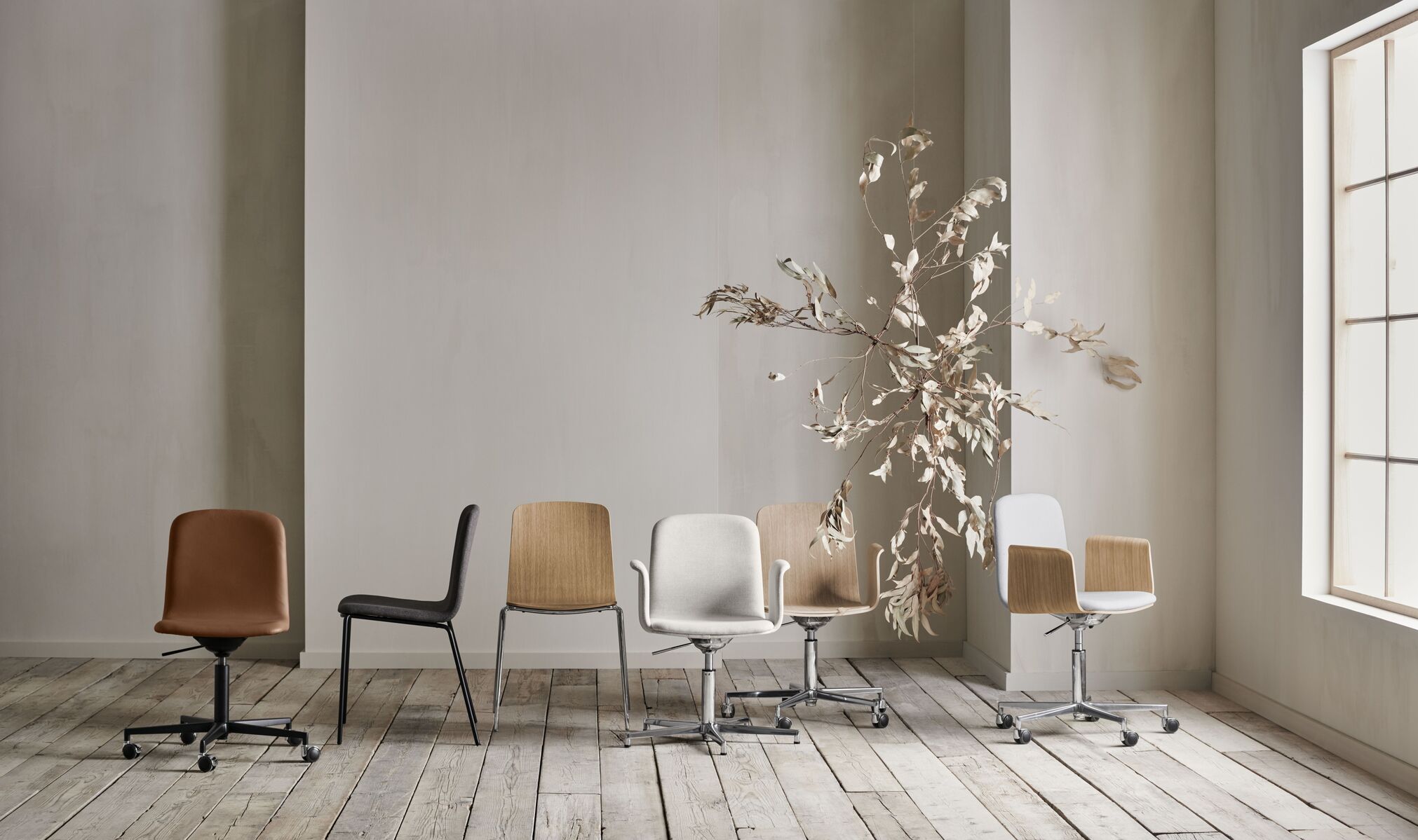 Palm office chair bleached veneer with a black base