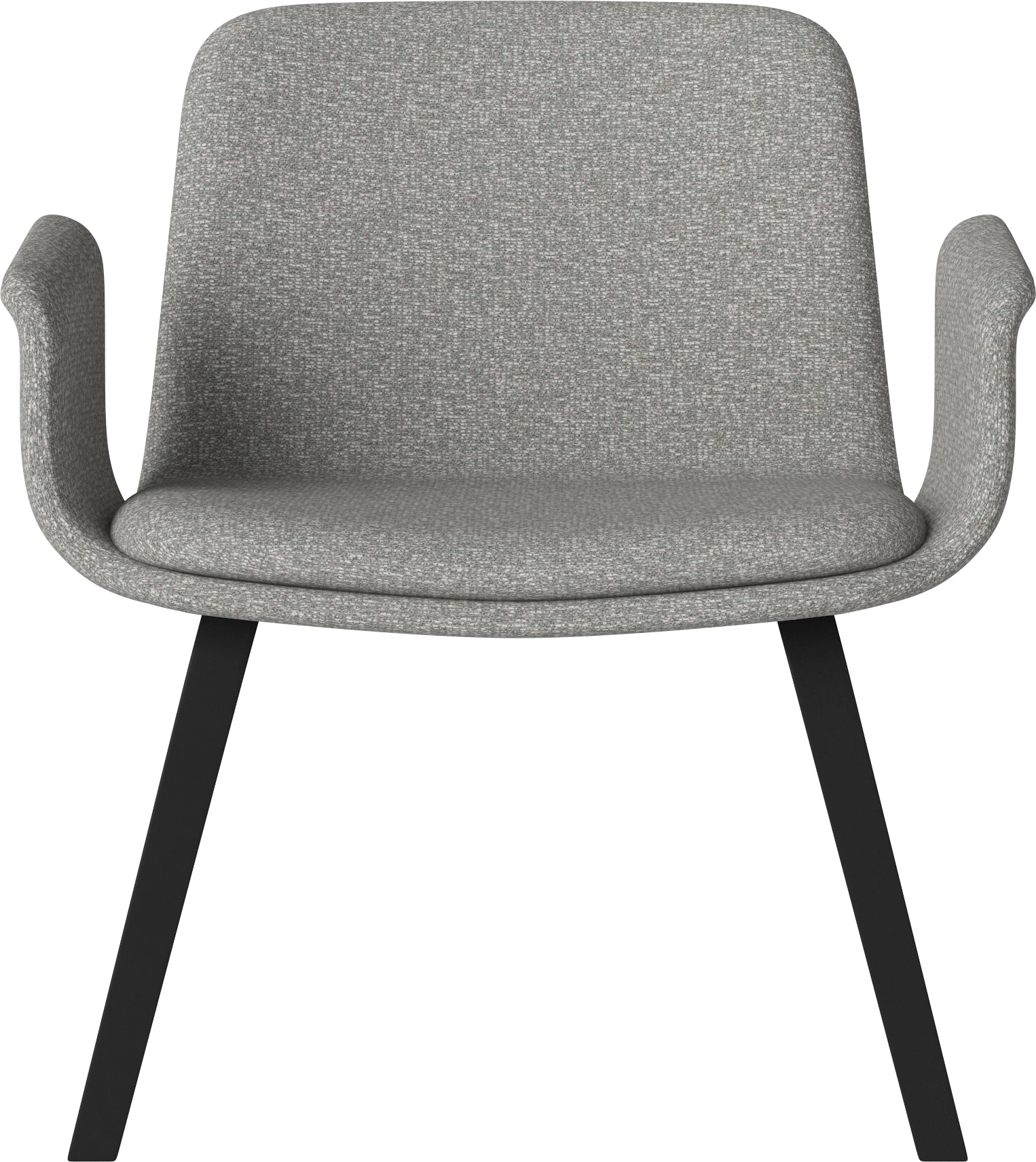 Armchair with palm armrests upholstered with a black base