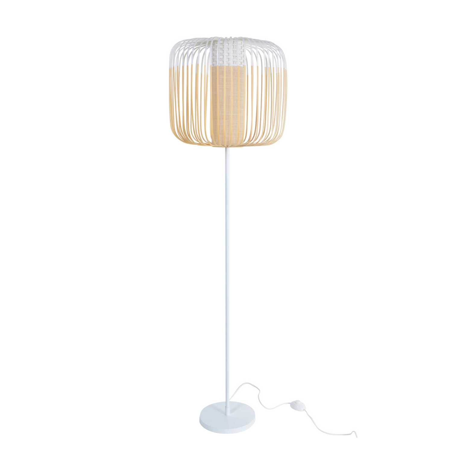 White bamboo floor lamp