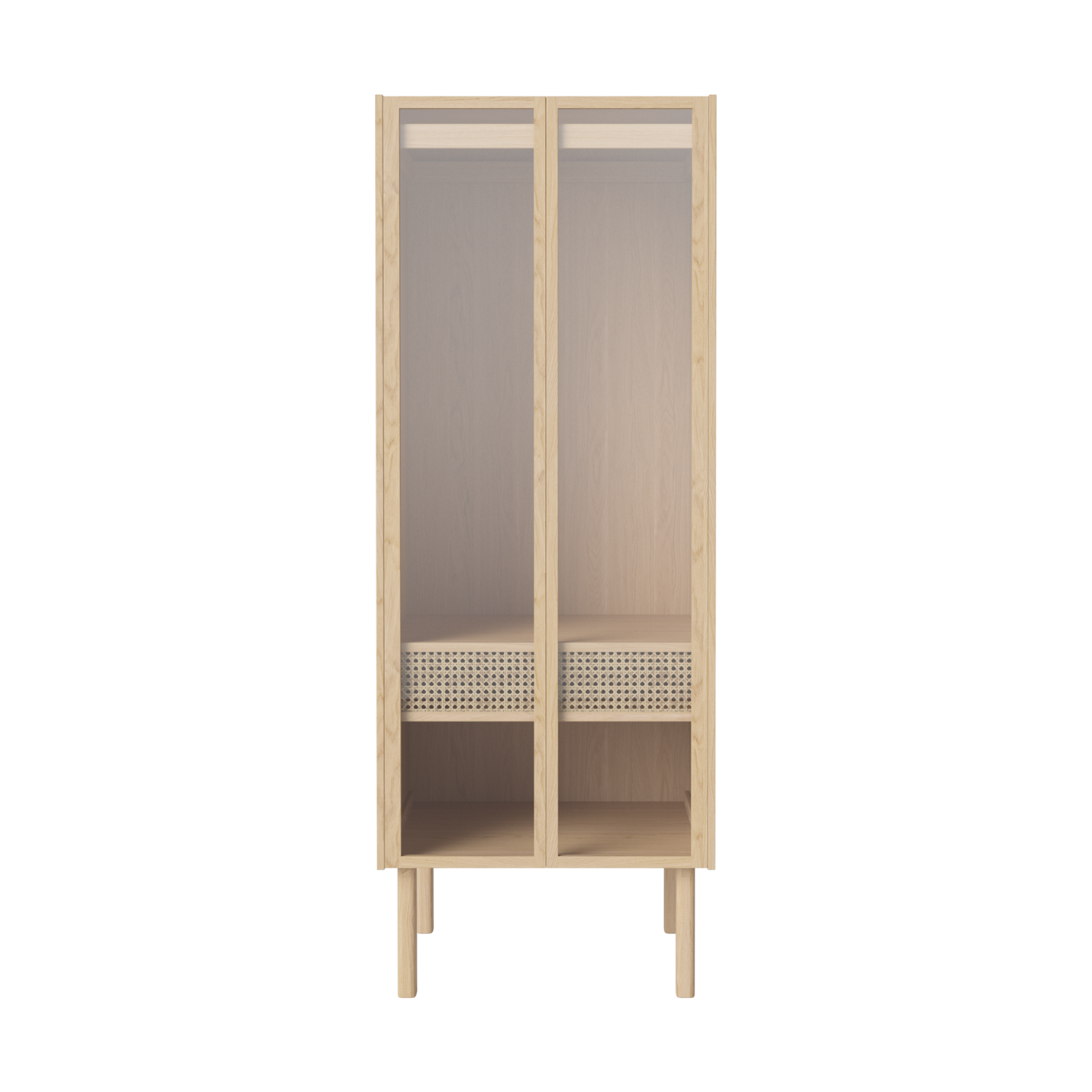 Wardrobe with glass doors Cana bleached oak wood