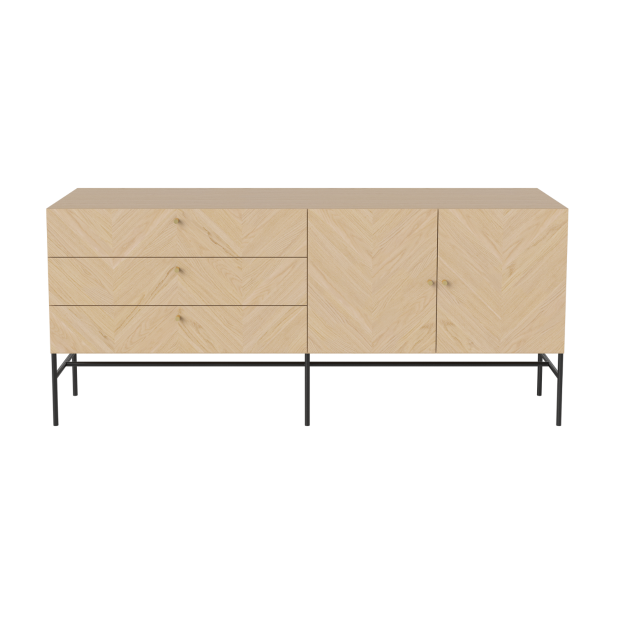 Luxus Sideboard bleichte Eichenholz mit einer schwarzen Basis