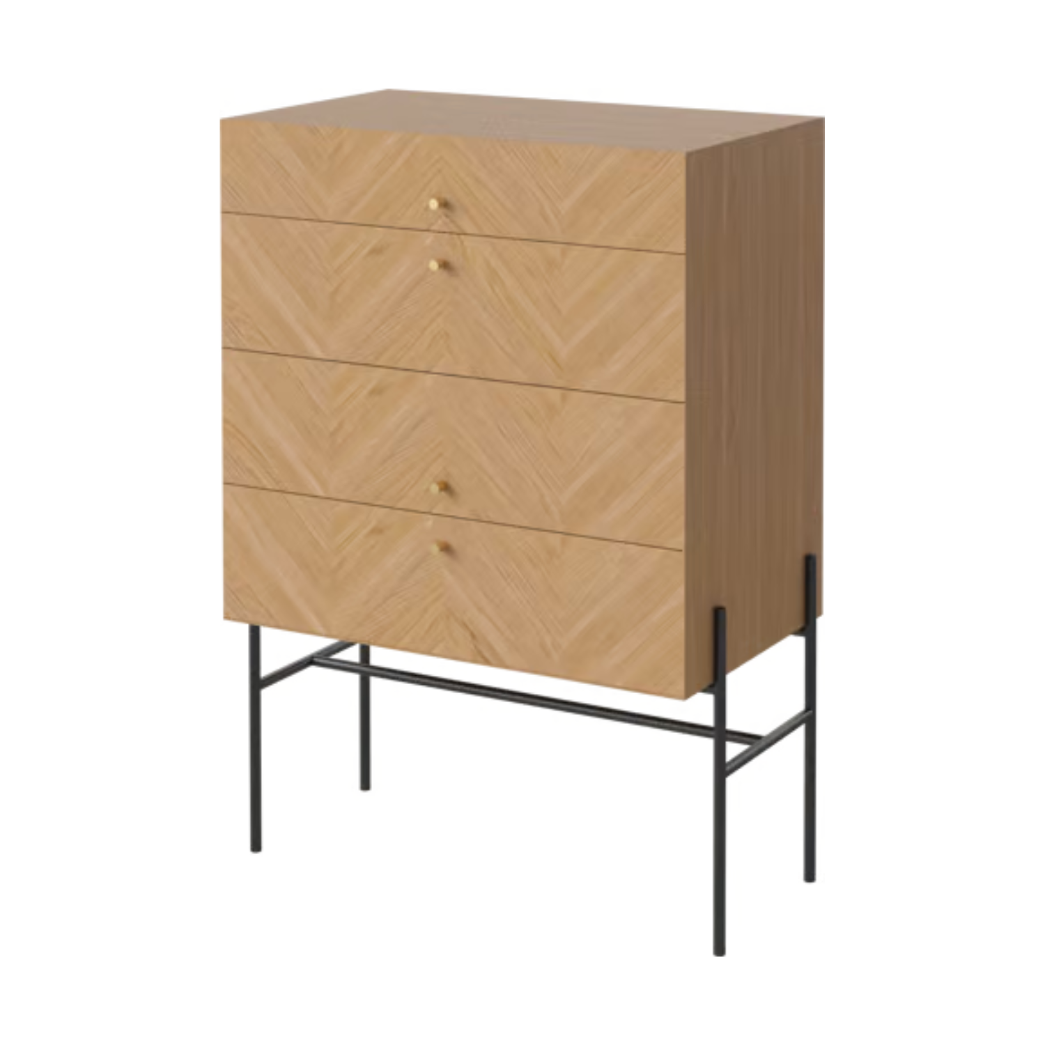 Chest of drawers luxe oak wood with a black base