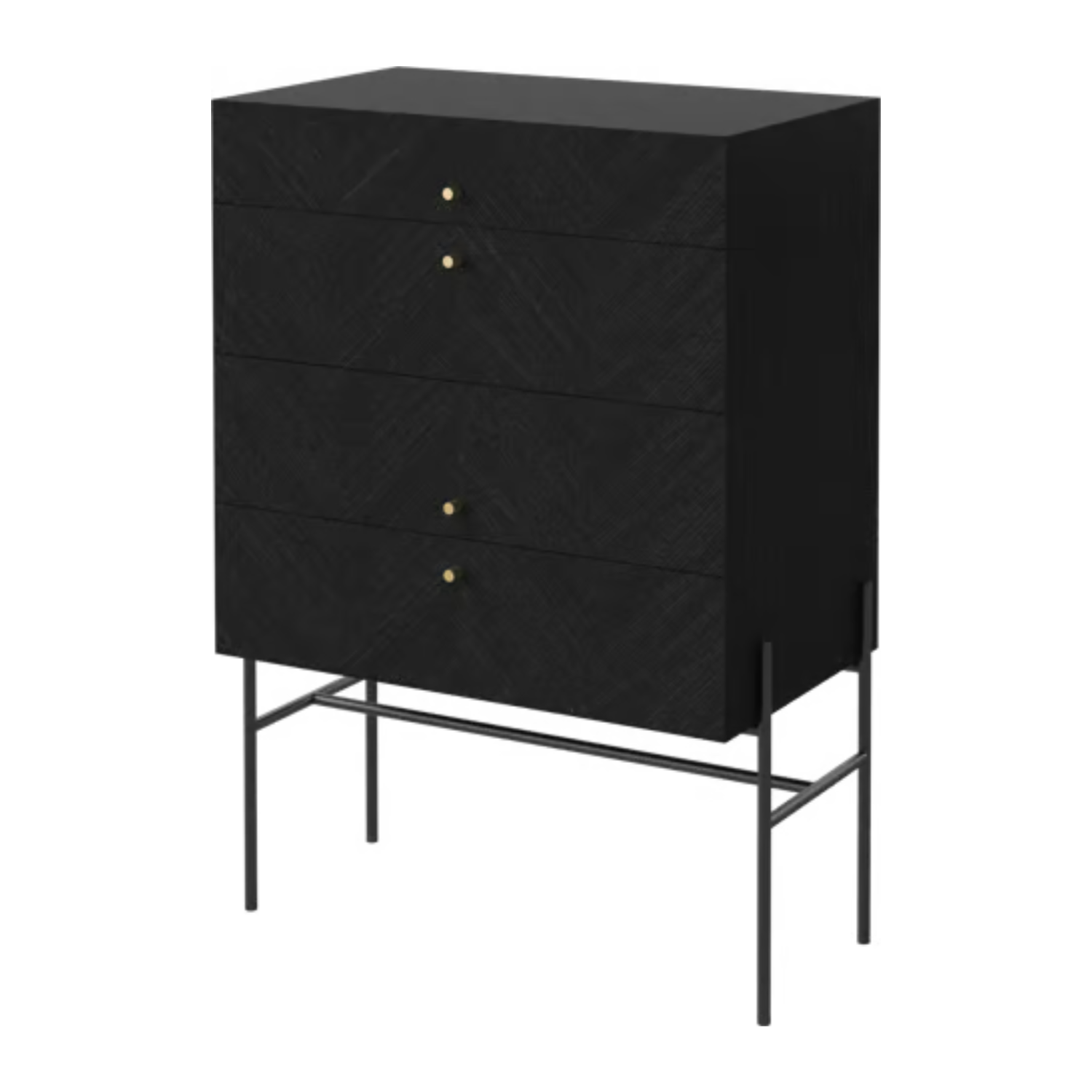 Luxe chest of drawers black oak wood with a black base