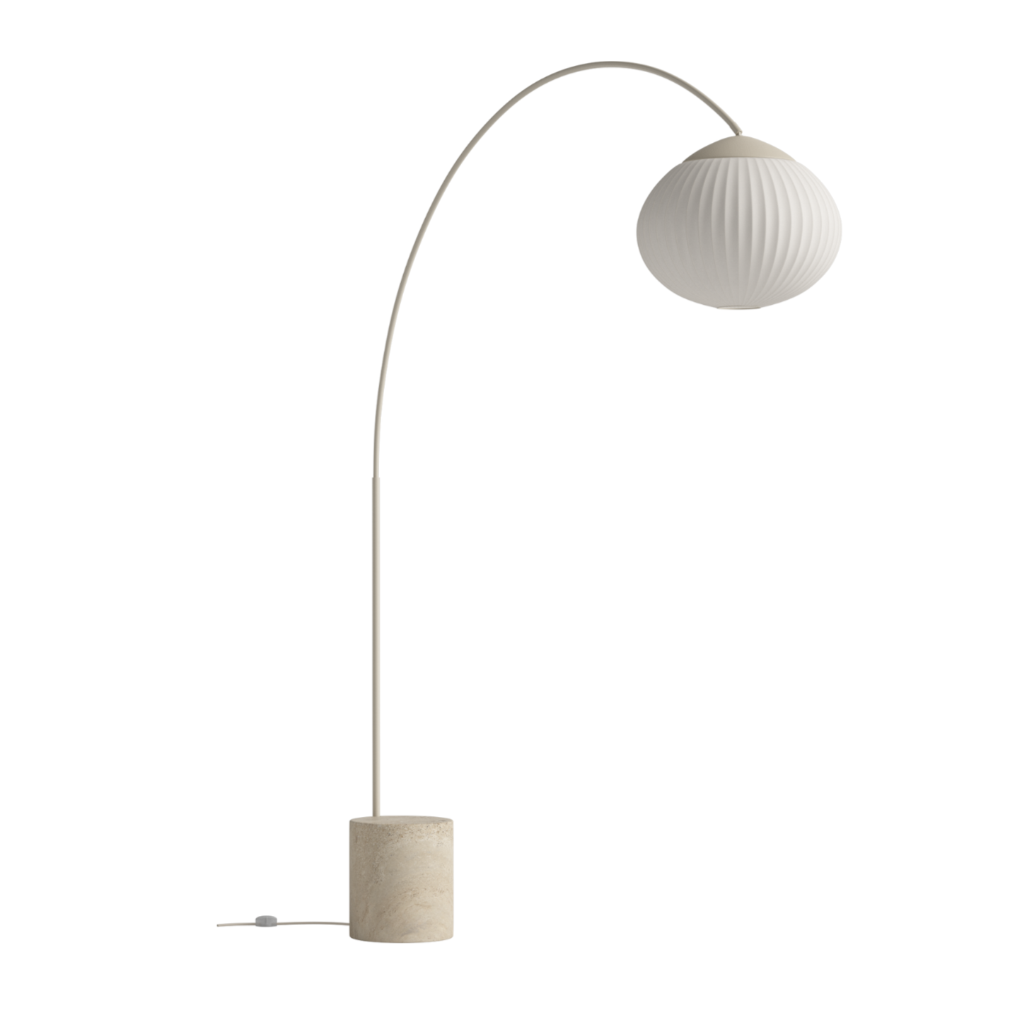 ACORN White floor lamp with a travertine base