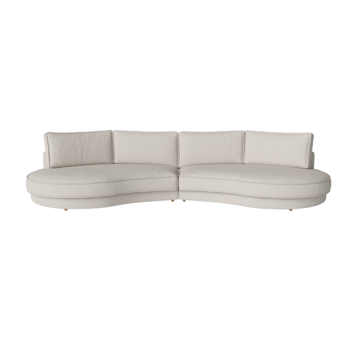 2-modulares Sofa abgerundete gepolsterte Noora-Eichenbasis