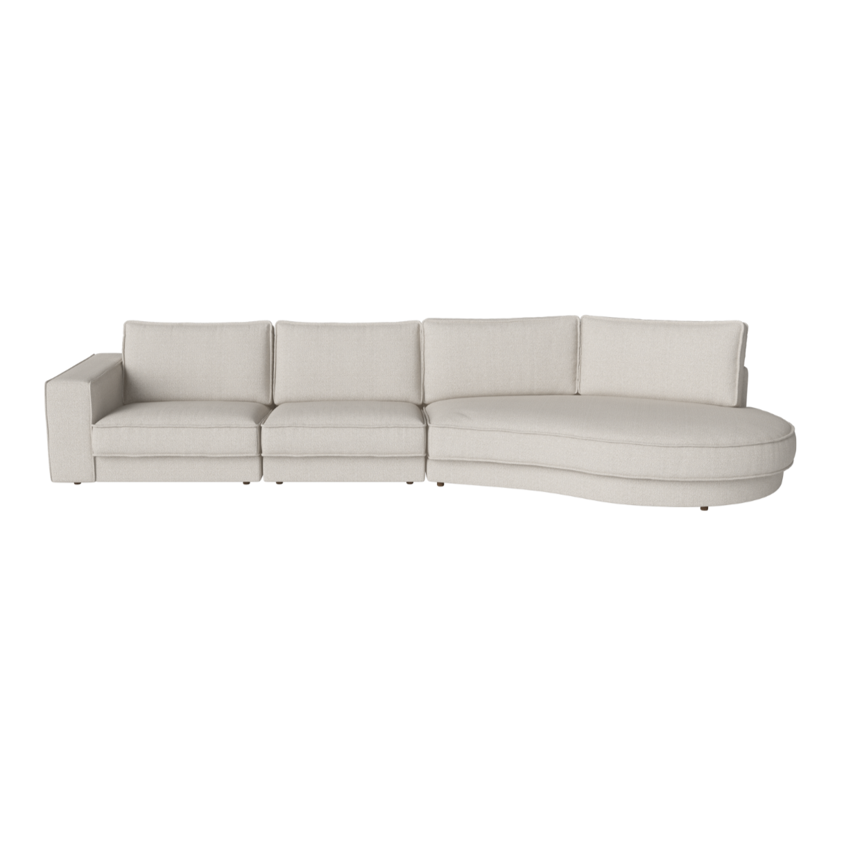 NOORA 3-module sofa with a rounded right side and a dark base