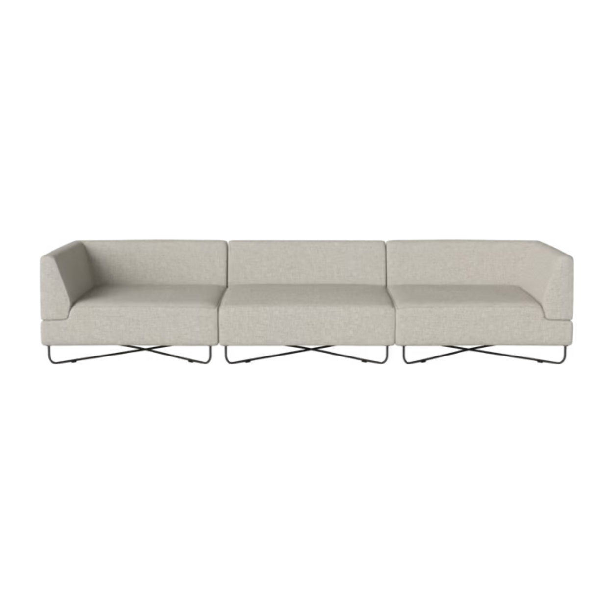 3-module sofa Orlando black steel base