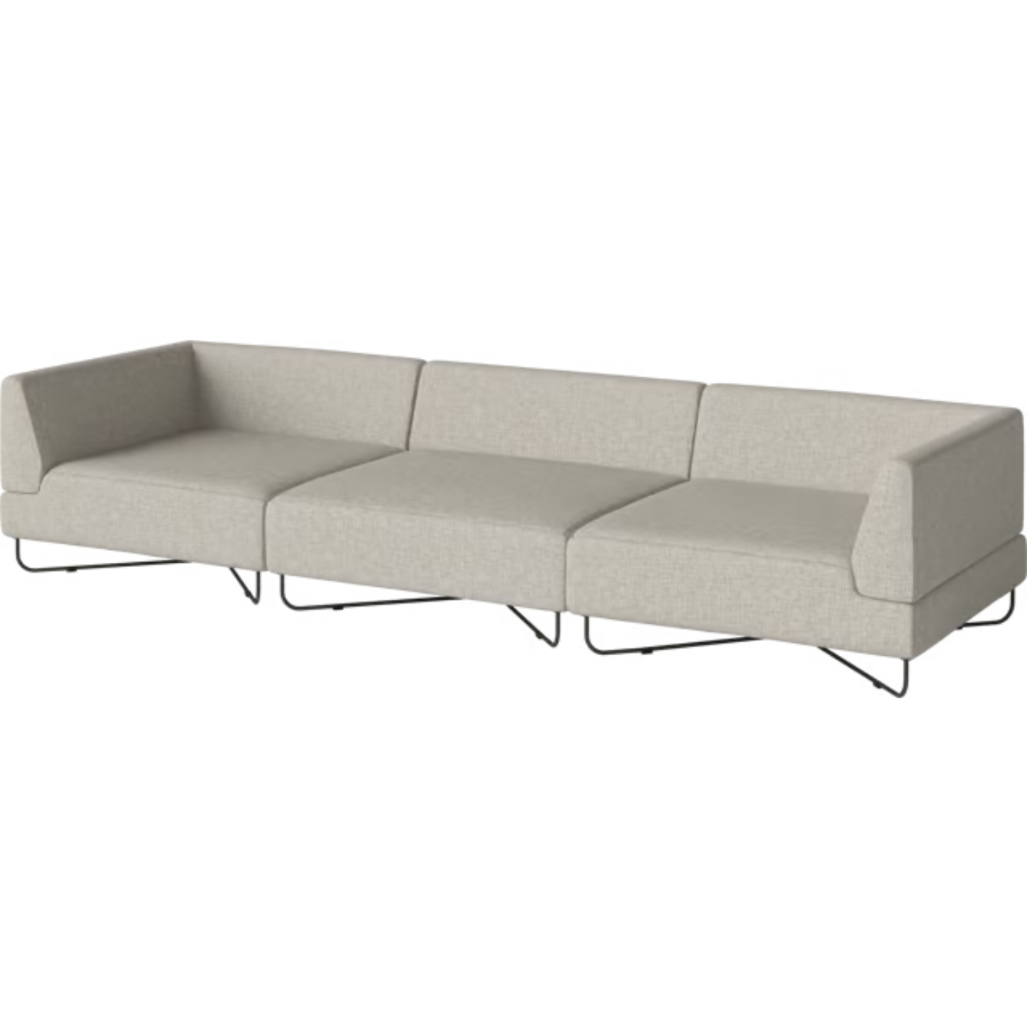 3-Modul-Sofa Orlando Black Stahlbasis