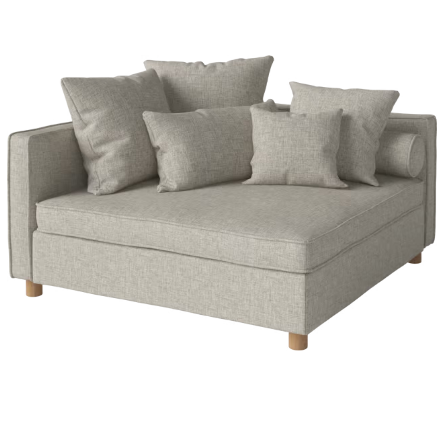 Modulares Sofa -Himbeer - linke Handmodul mit einer Eichenbasis