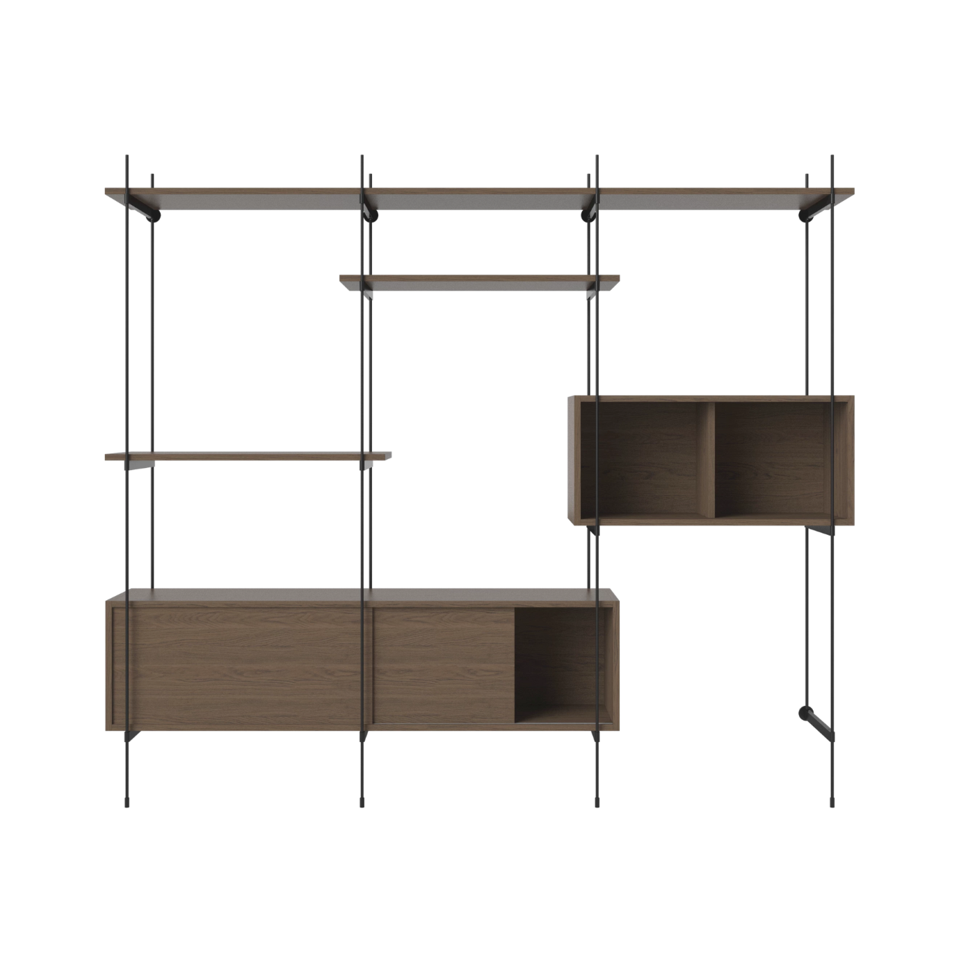 ROD ROCK RACKS Dark oak veneer with a black frame