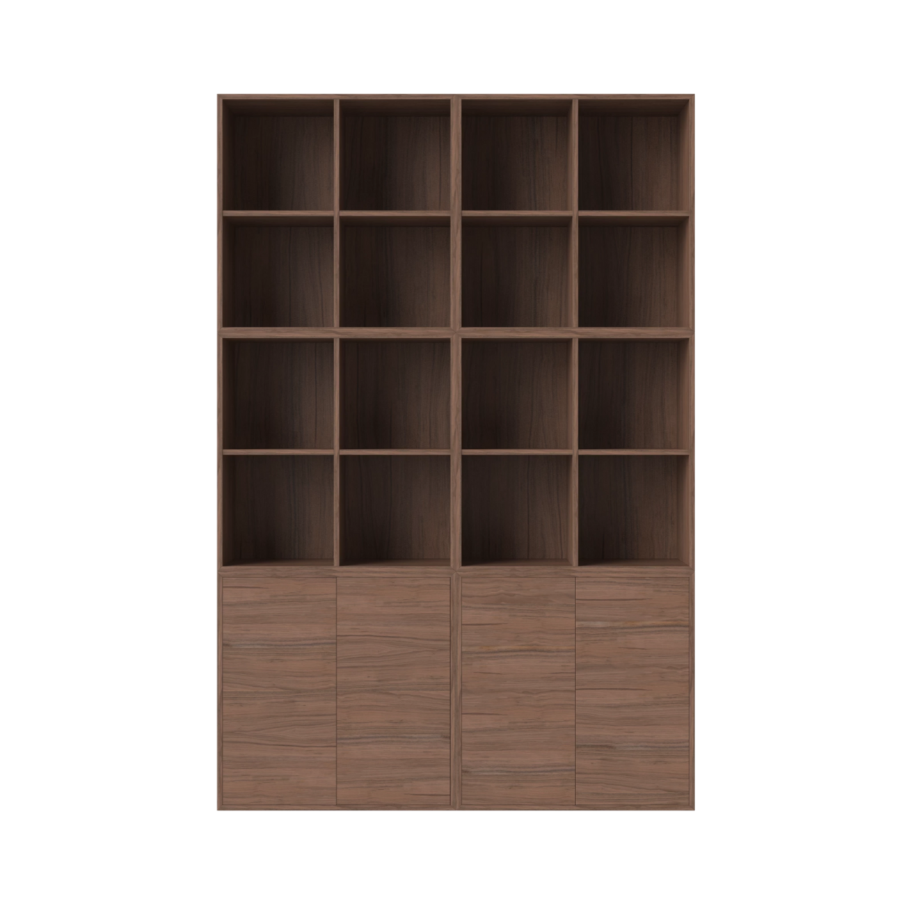 Case nut veneer bookcase